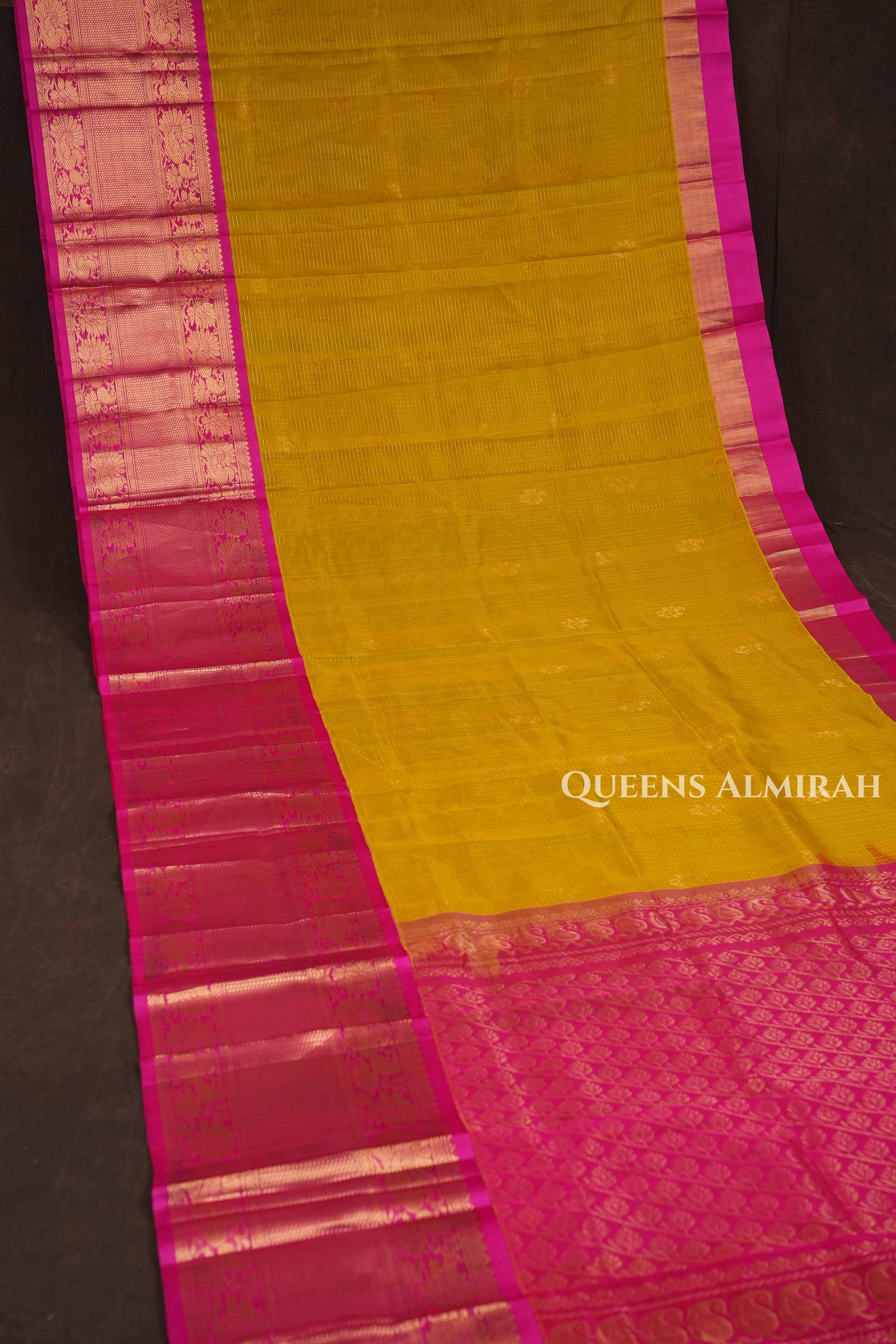 Mango Yellow With Pink Pure Silk Cotton Saree