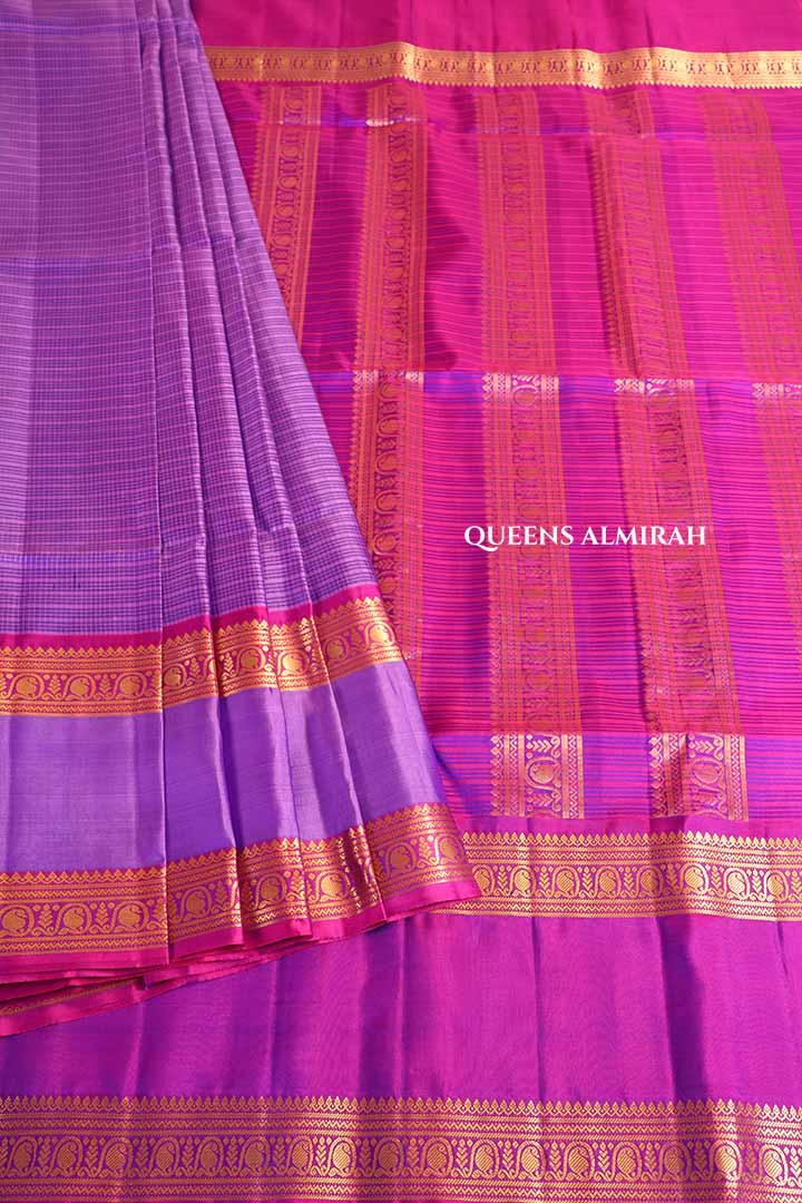 Lavender With Magenta Pure Soft Silk Saree