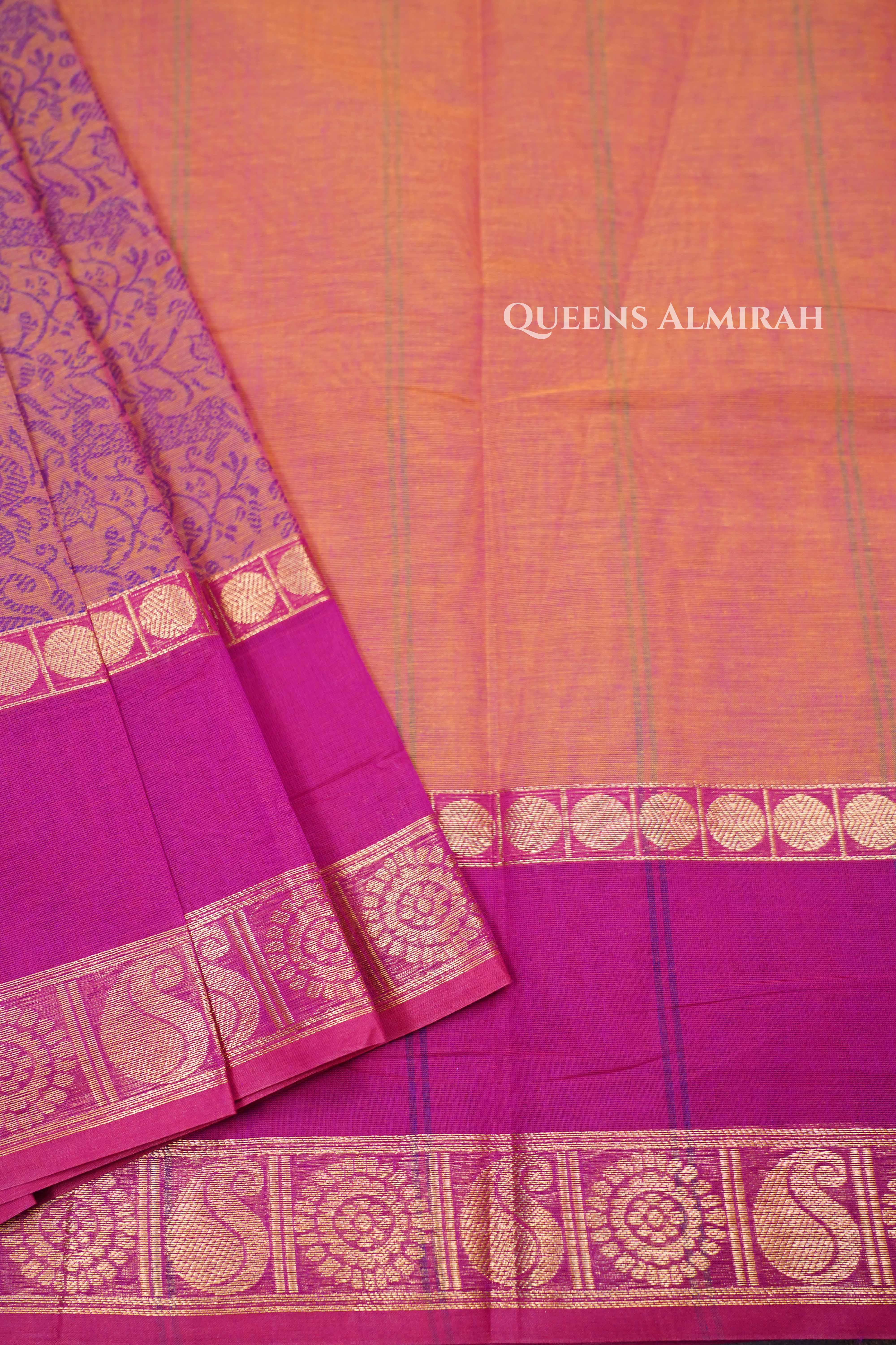 Peach Kanchi Cotton Saree