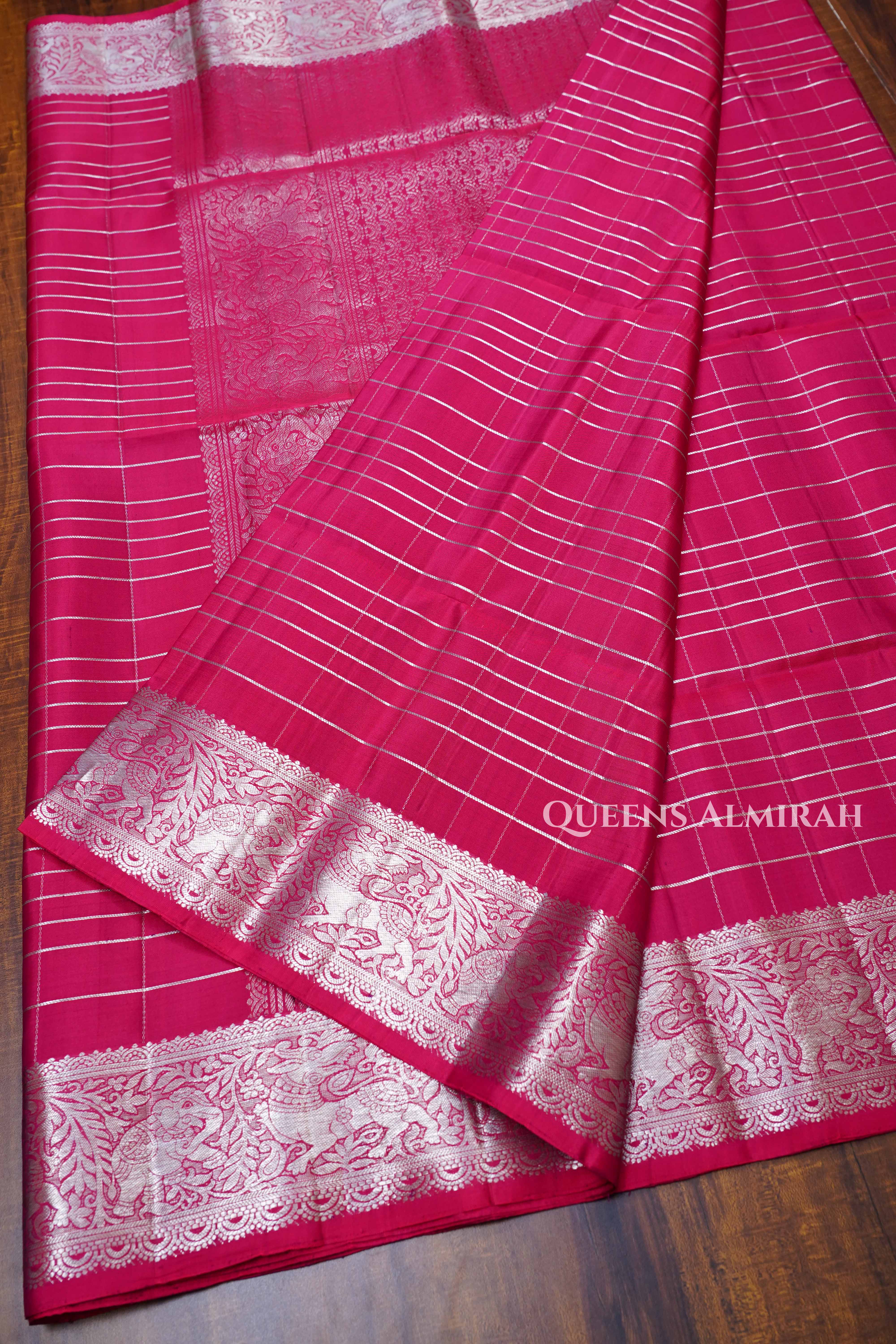 Dragon Fruit Pink Pure Soft Silk Saree