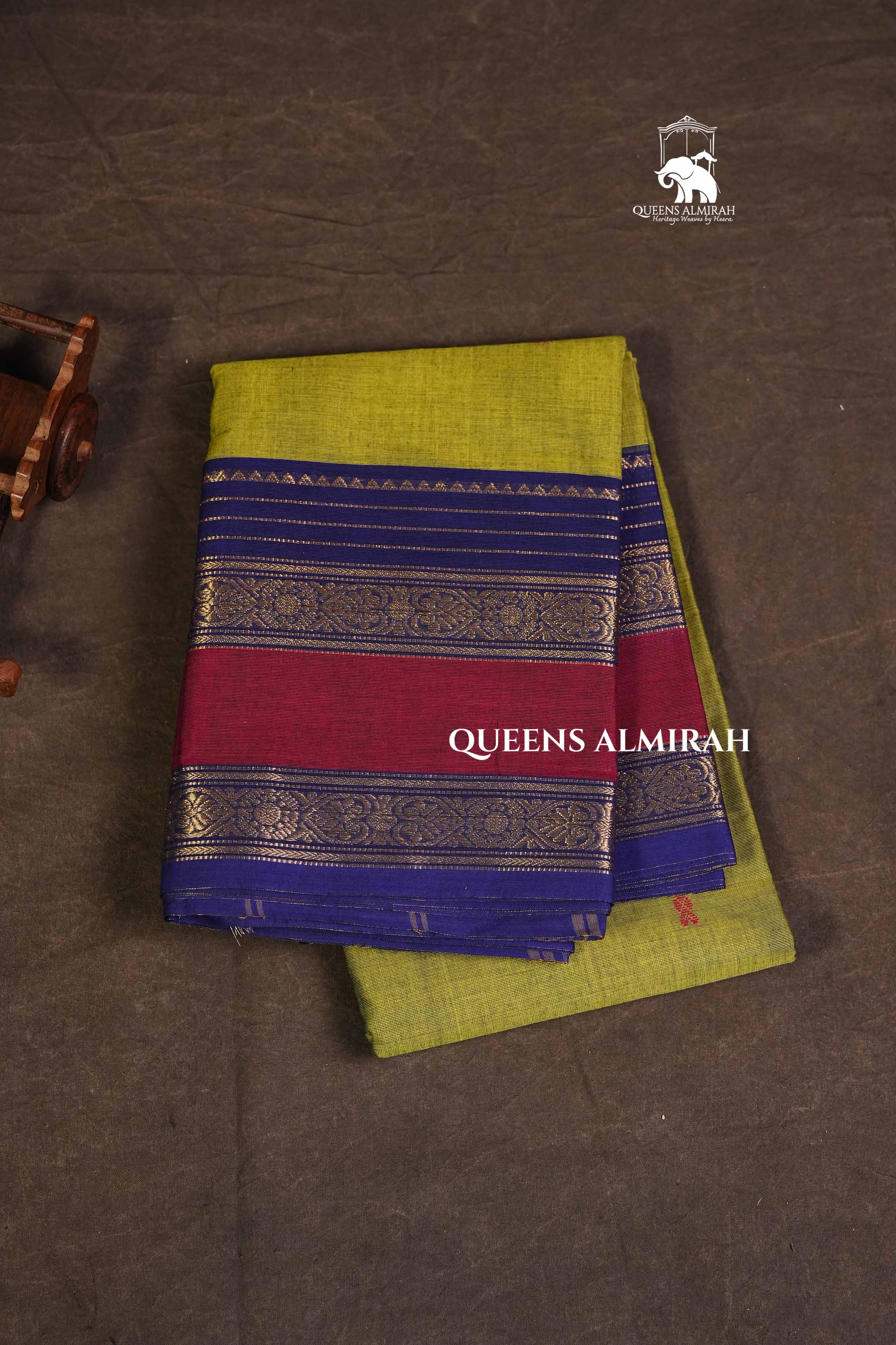 Green With Blue Kanchi Cotton Saree