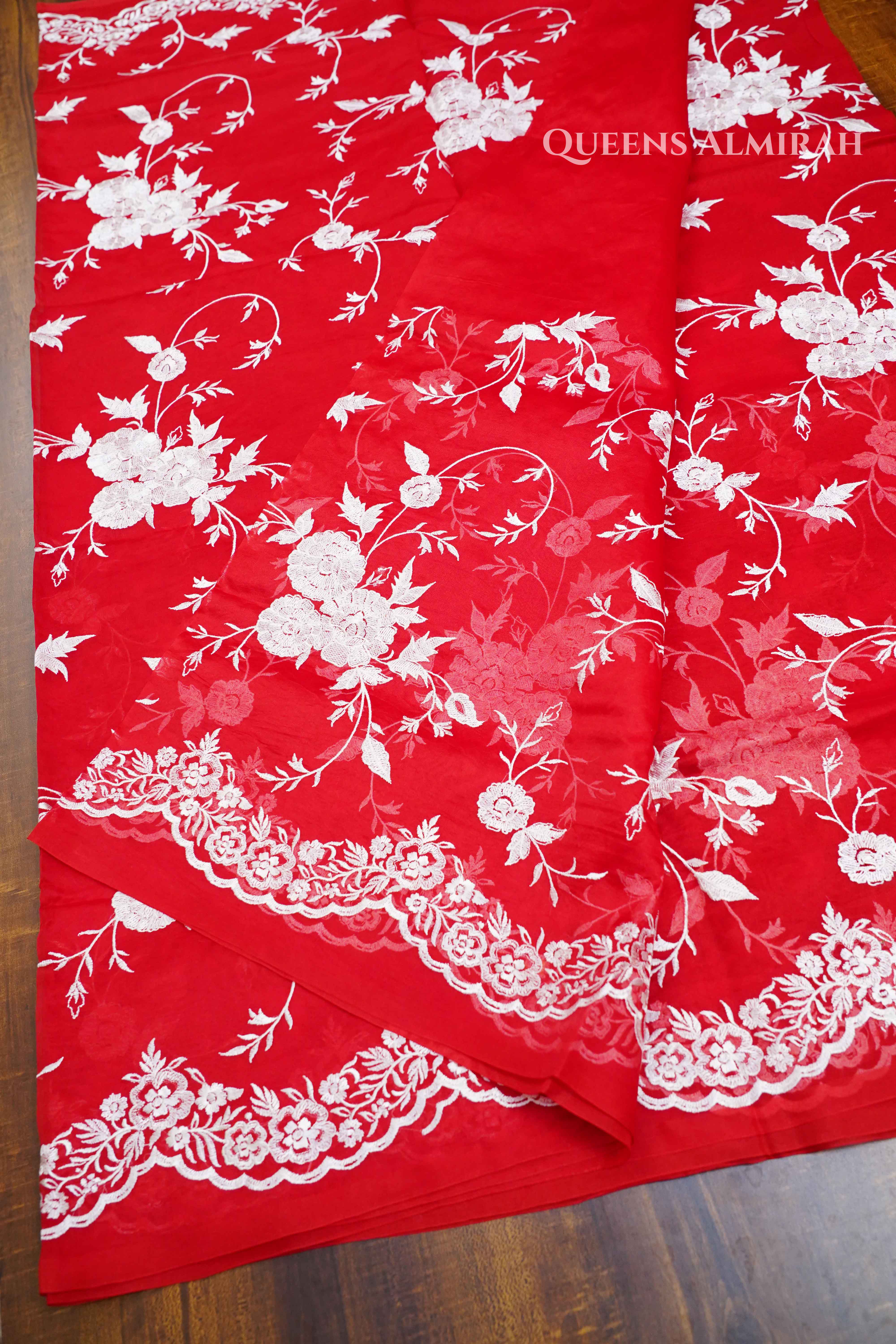 Lava Red Kora Organza saree
