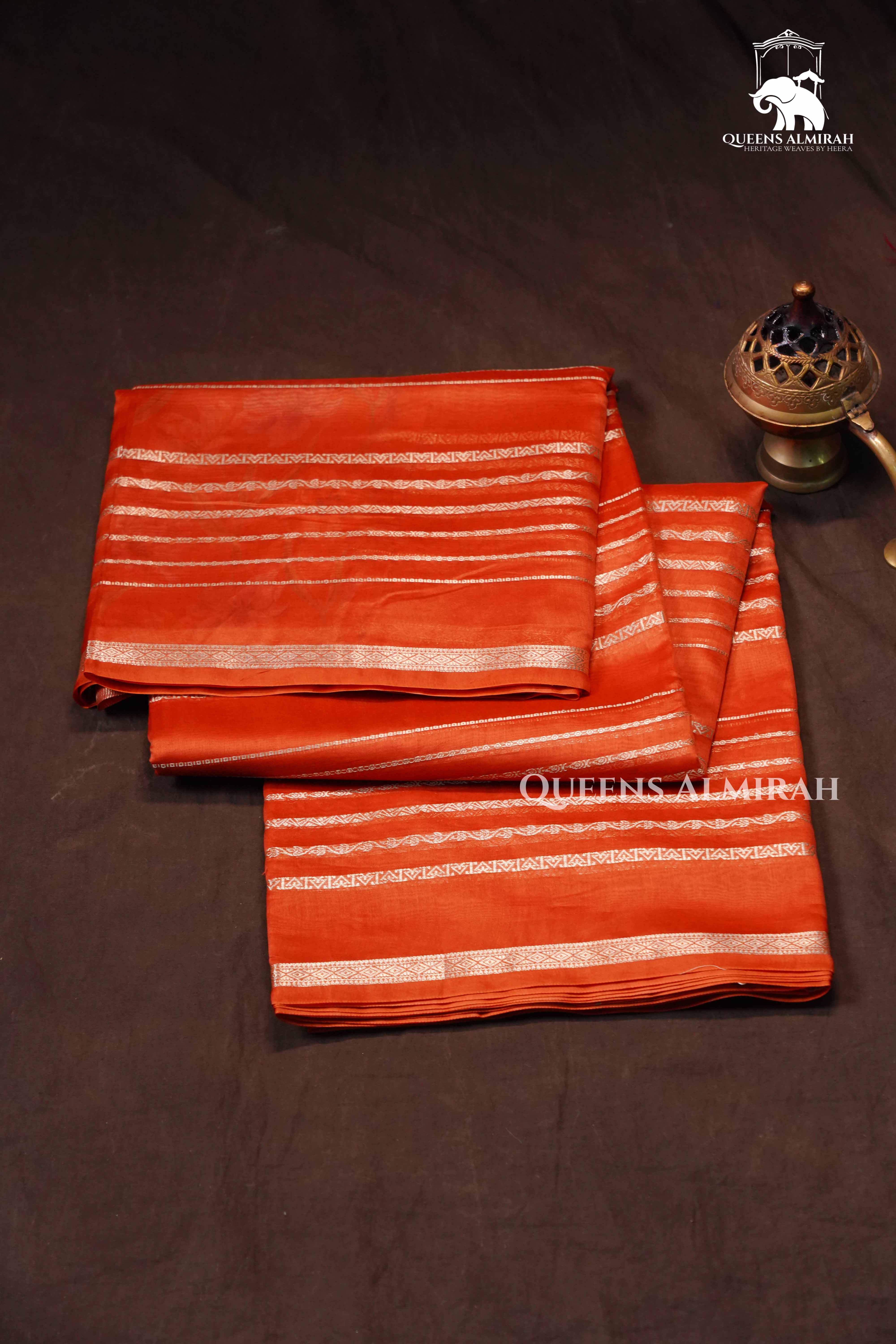 Pumpkin Orange Chanderi Silk Cotton Saree