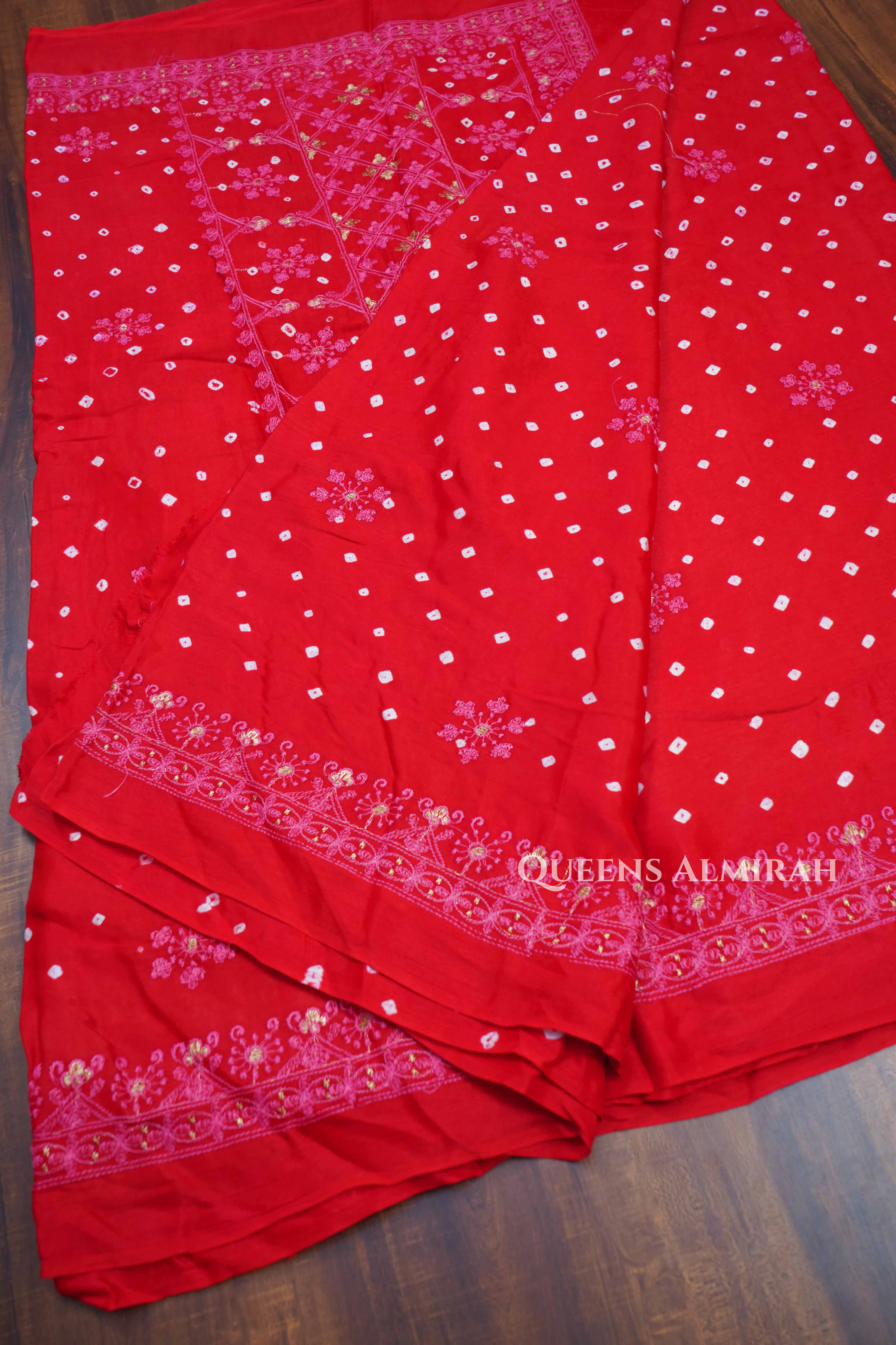 Red Modal Silk Saree