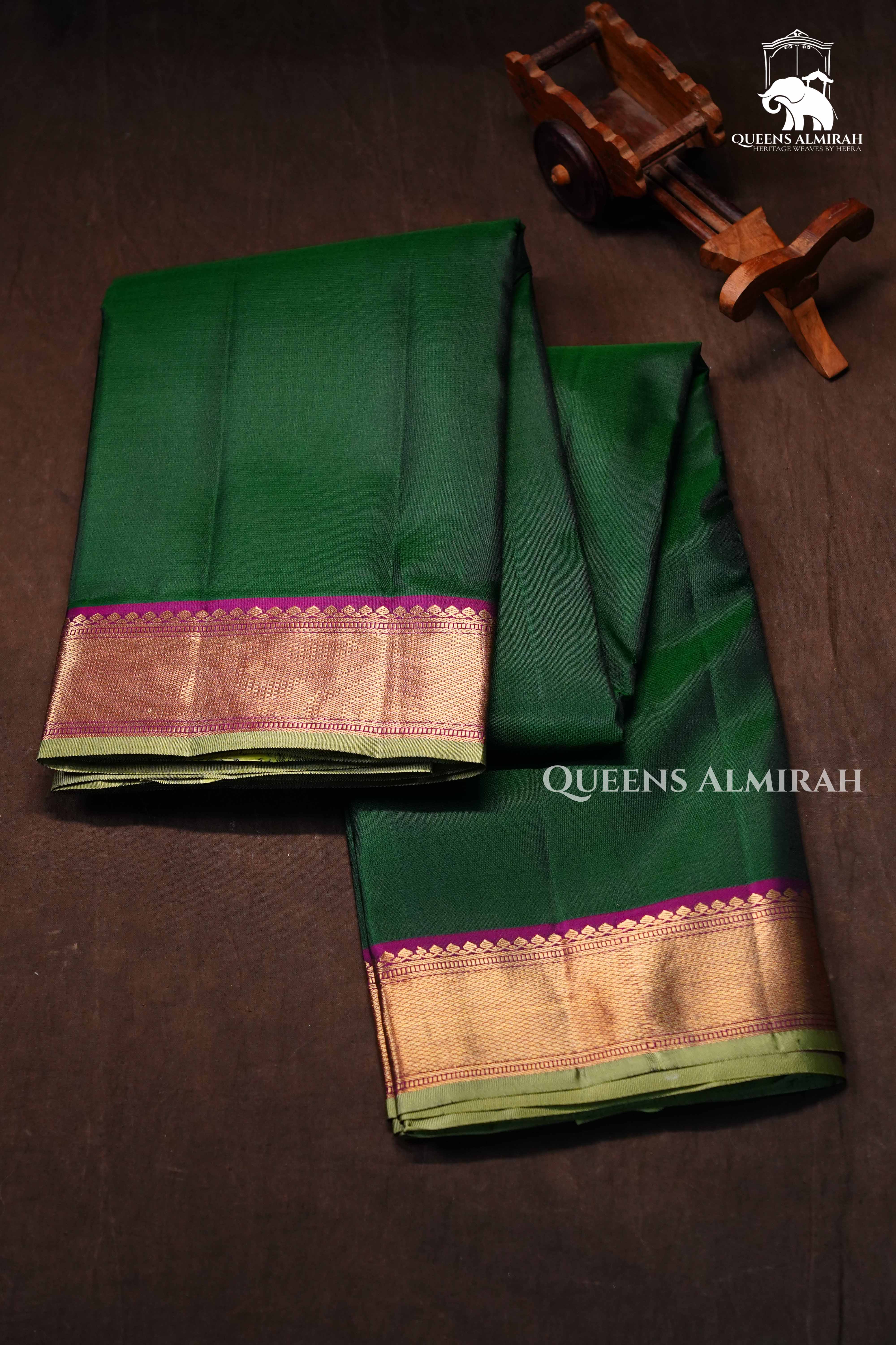 Dark Green Pure Kanchivaram Silk Saree
