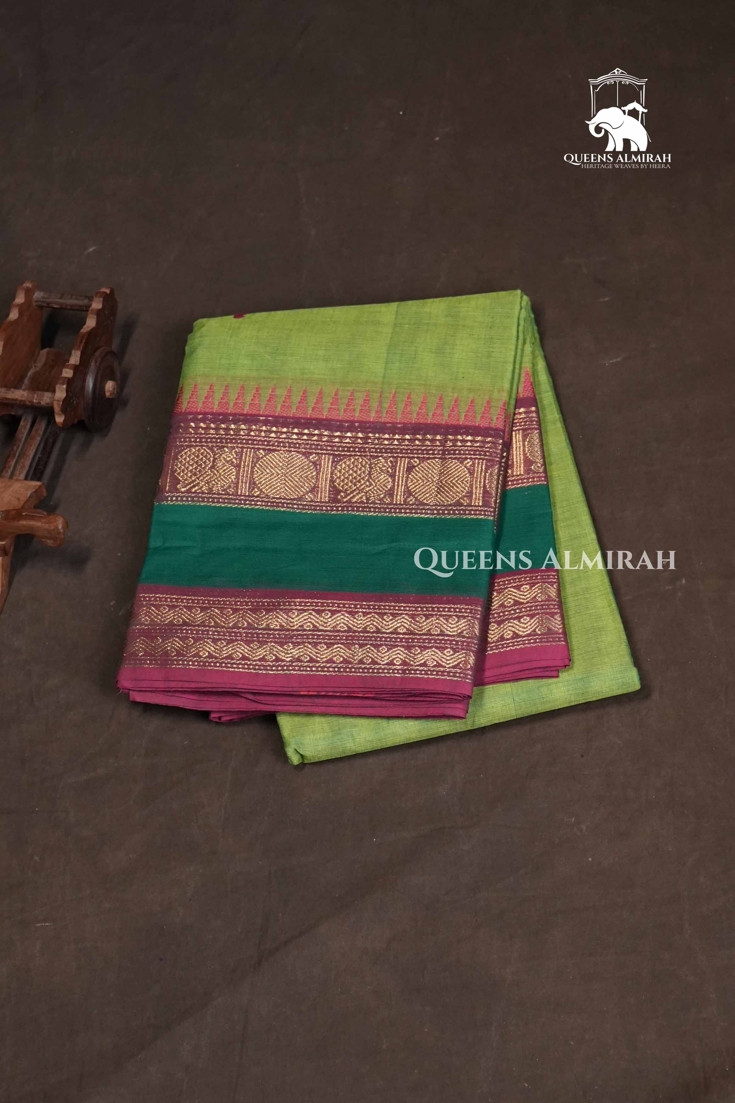 Parrot Green Kanchi Cotton Saree