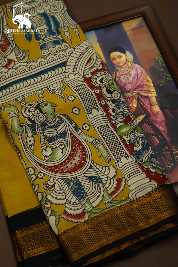 DARK MUSTARD MANGALGIRI SAREE 25 - Queens Jewel Emporium