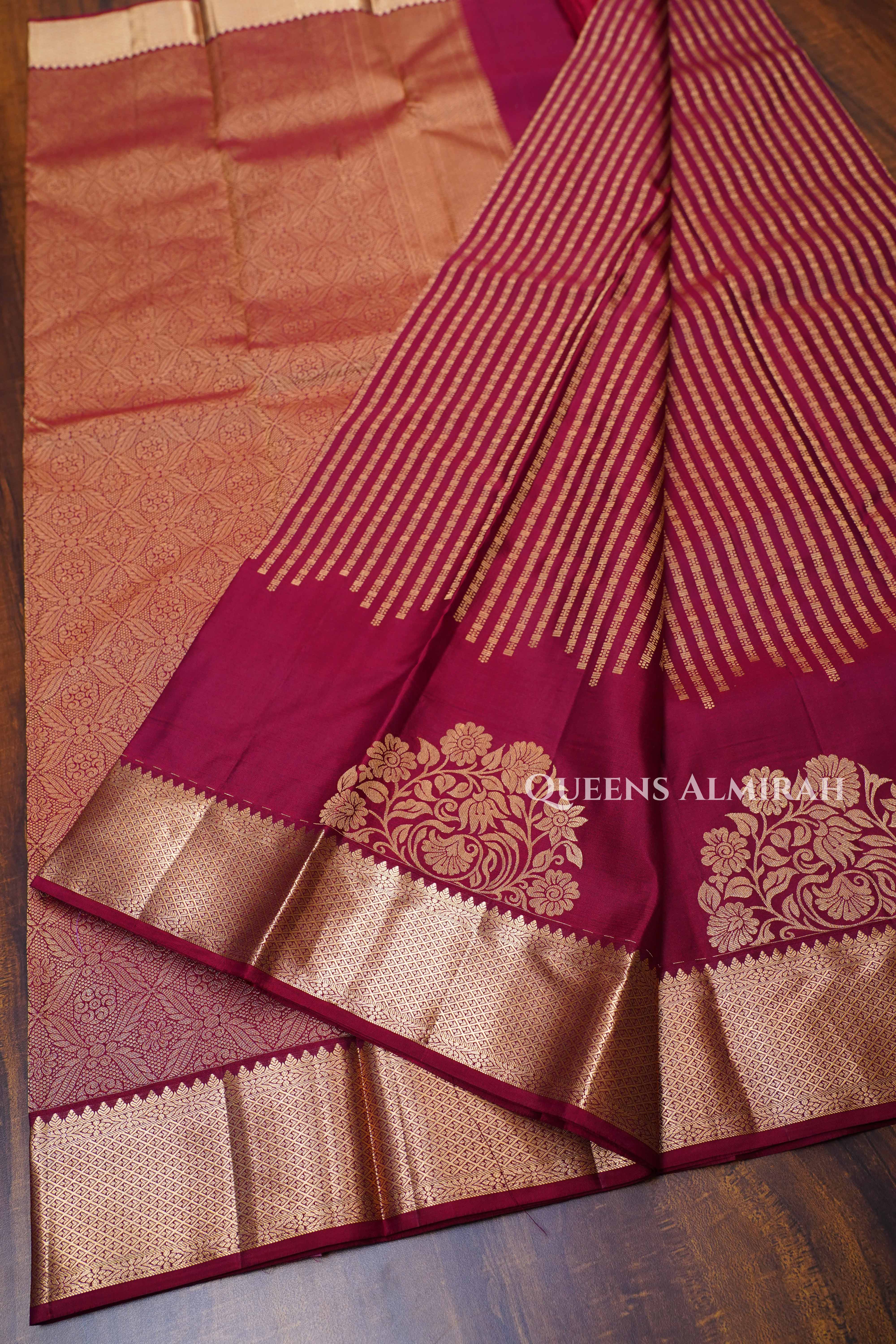 Maroon Pure Kanchivaram Silk Saree