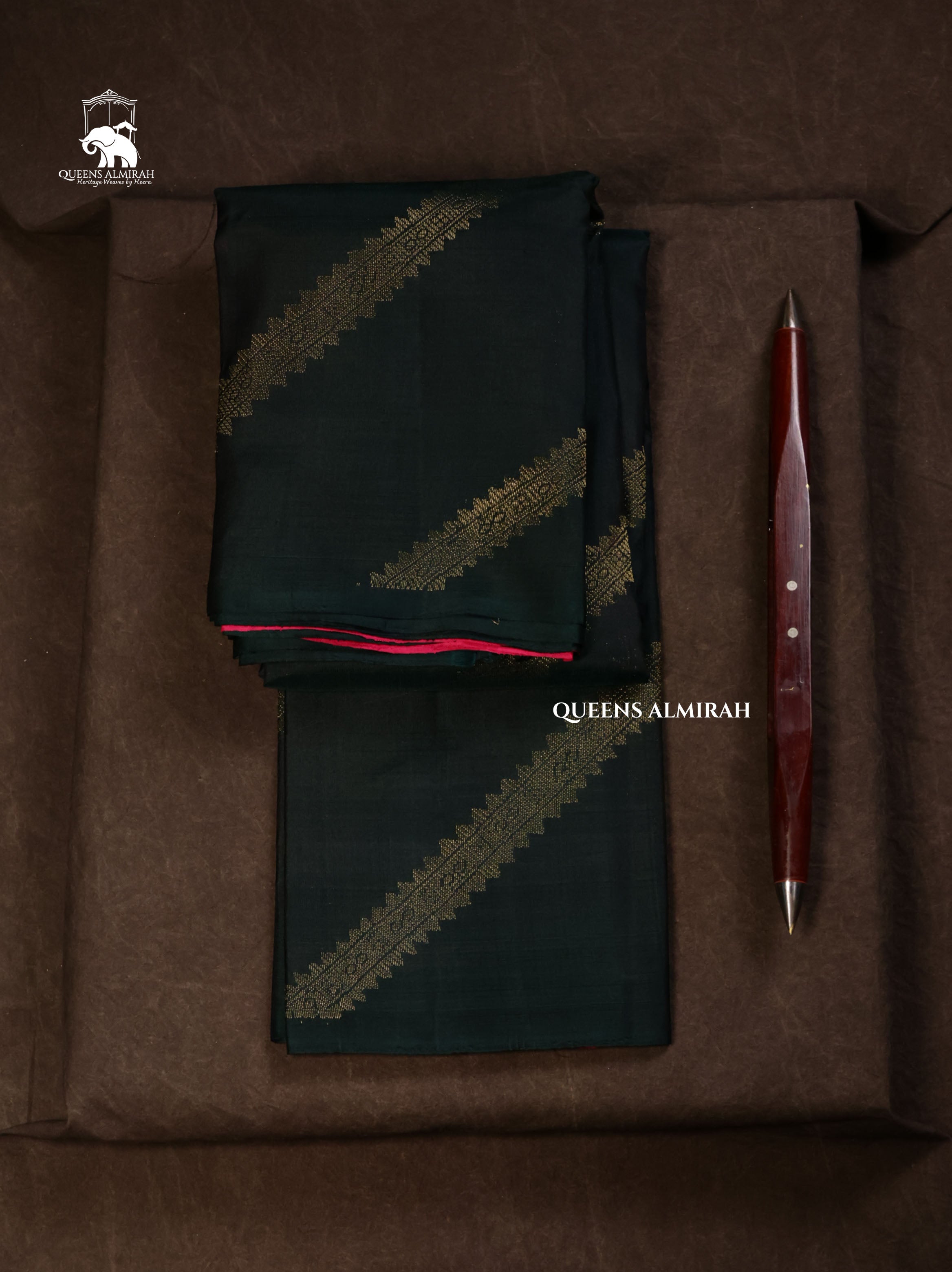 Dark Bottle Green Pure Kanchivaram Silk Saree