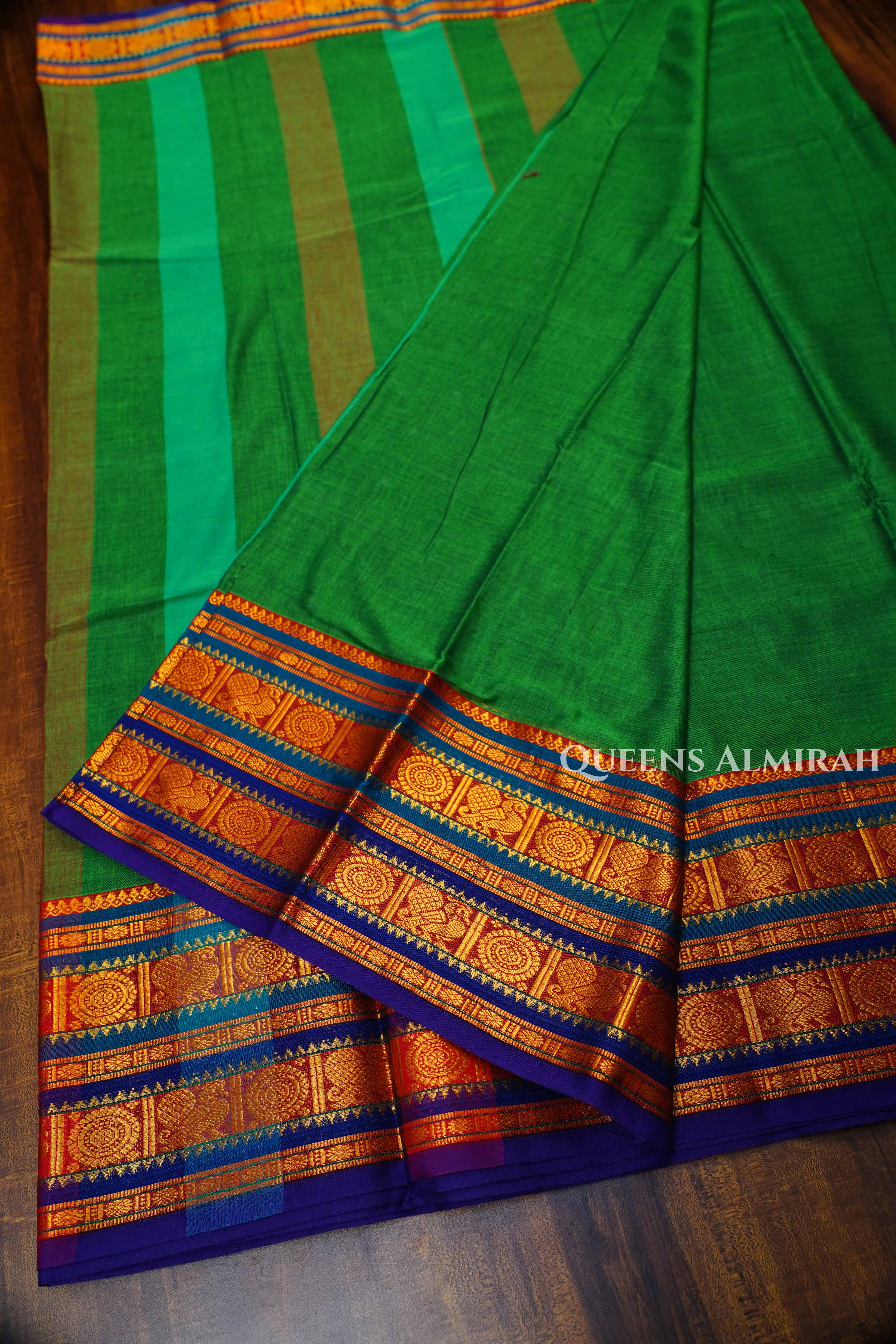Leaf Green Narayanpet Cotton Saree