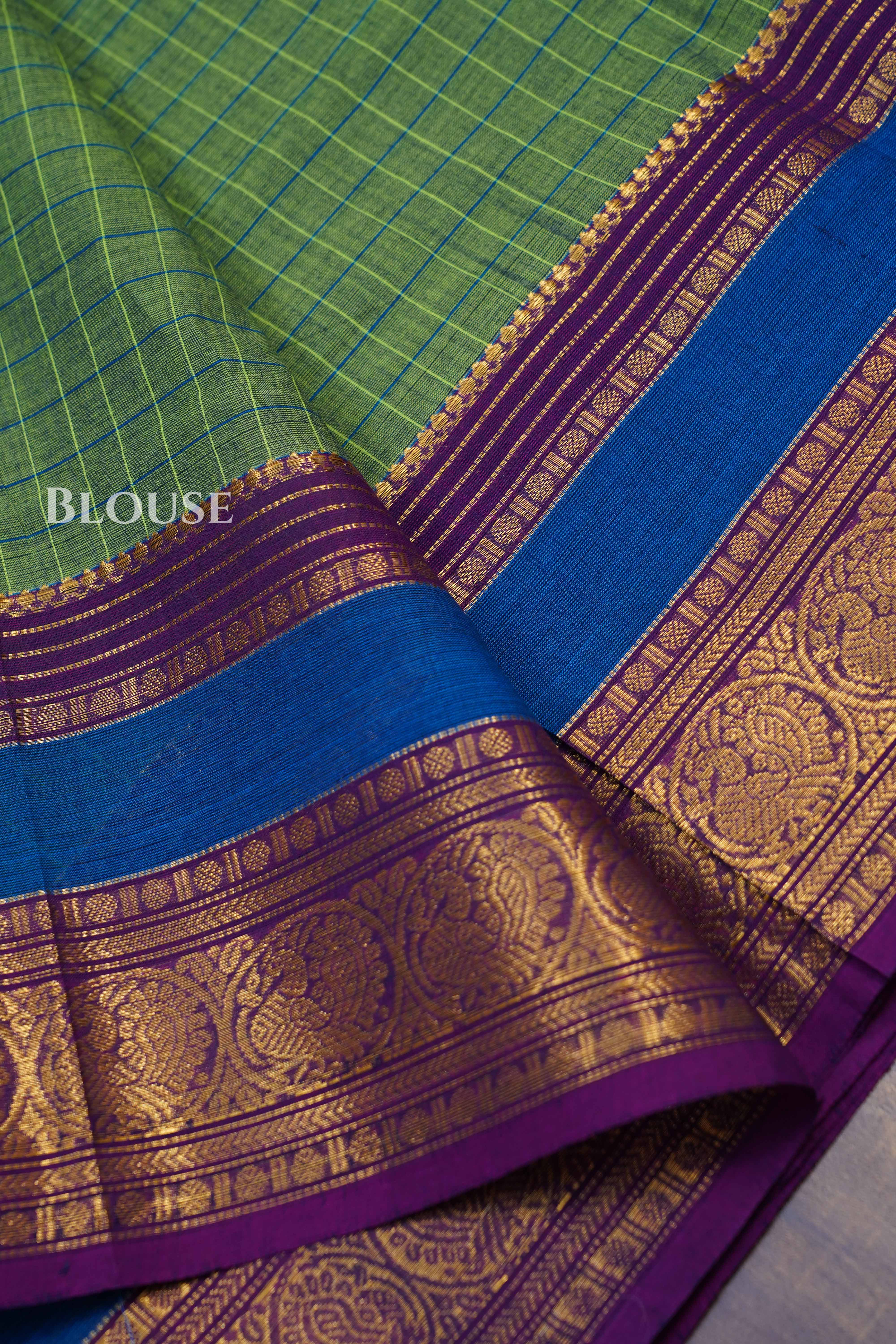 Avocado Green Kanchi Cotton Saree