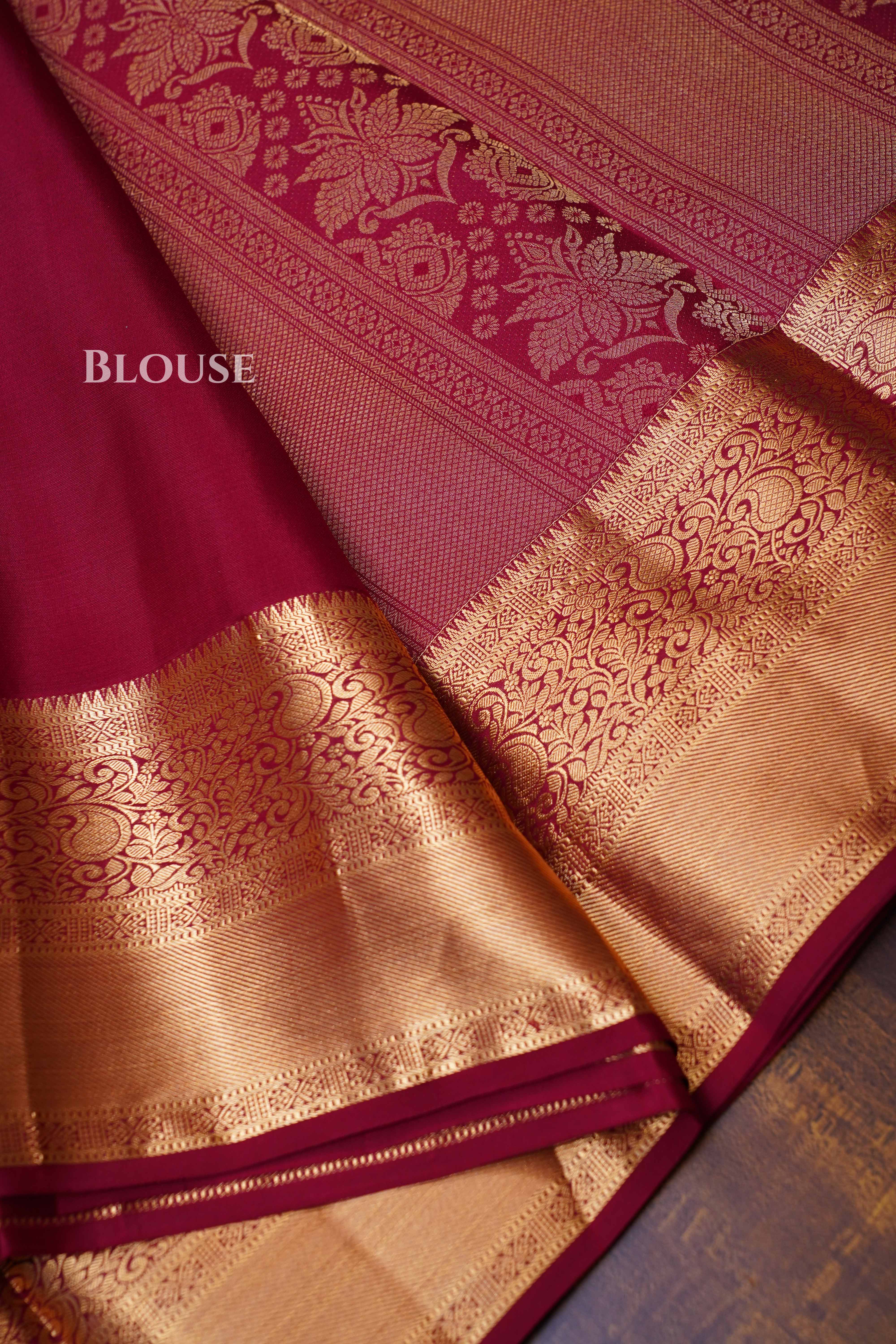 Wine Red Pure Kanchivaram Silk Saree