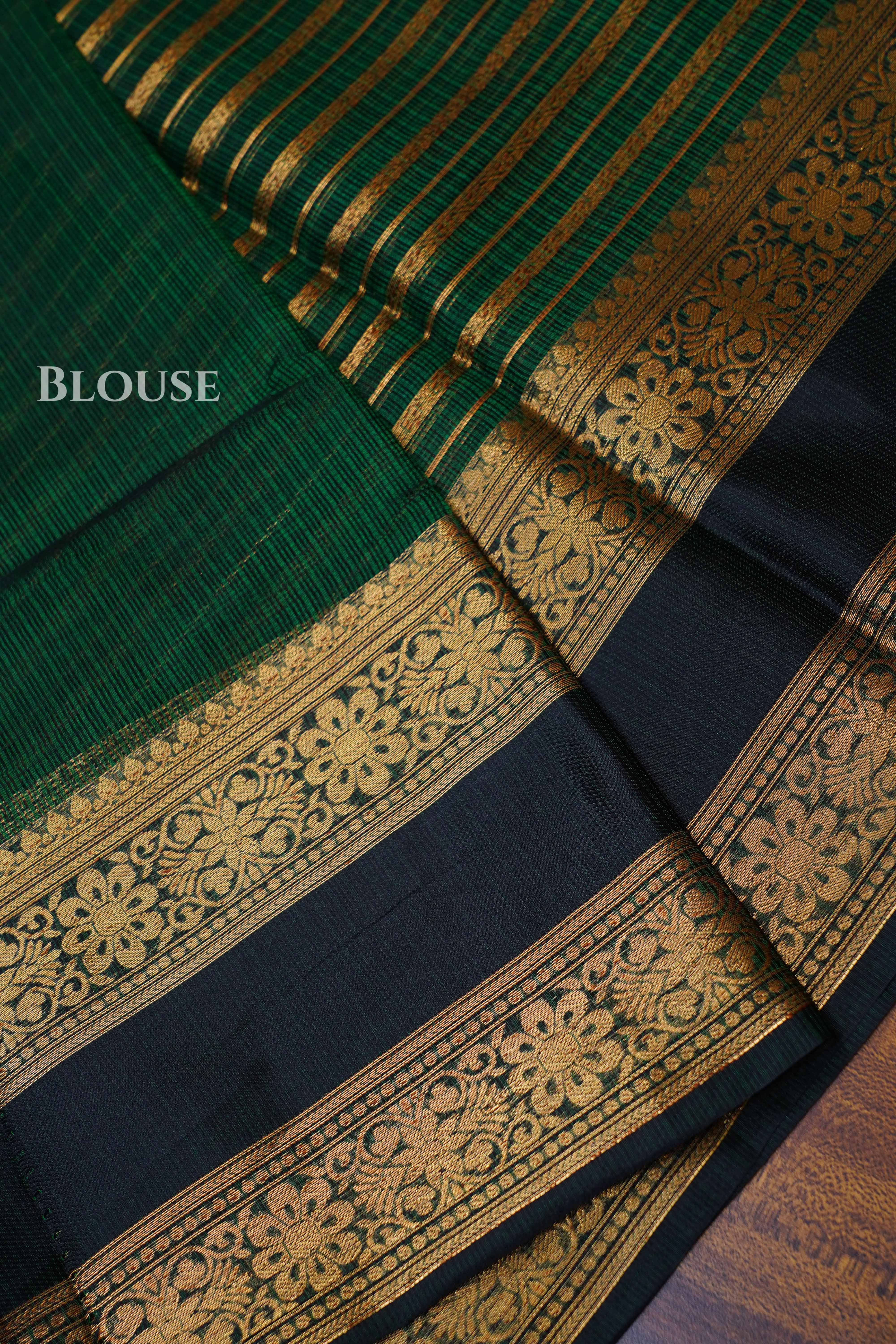 Dark Green Pure Kota Silk Saree
