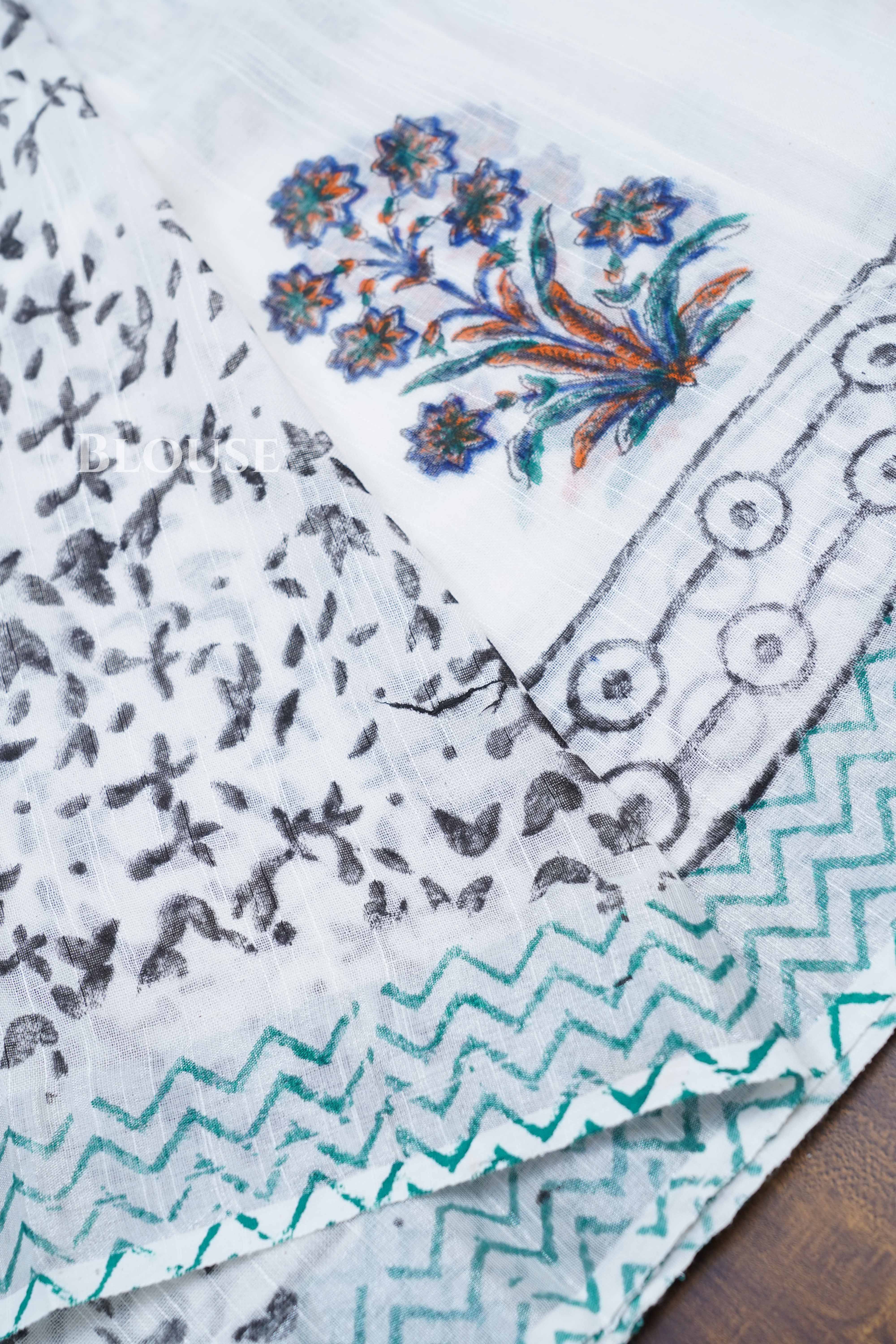 White Linen Cotton Saree 2