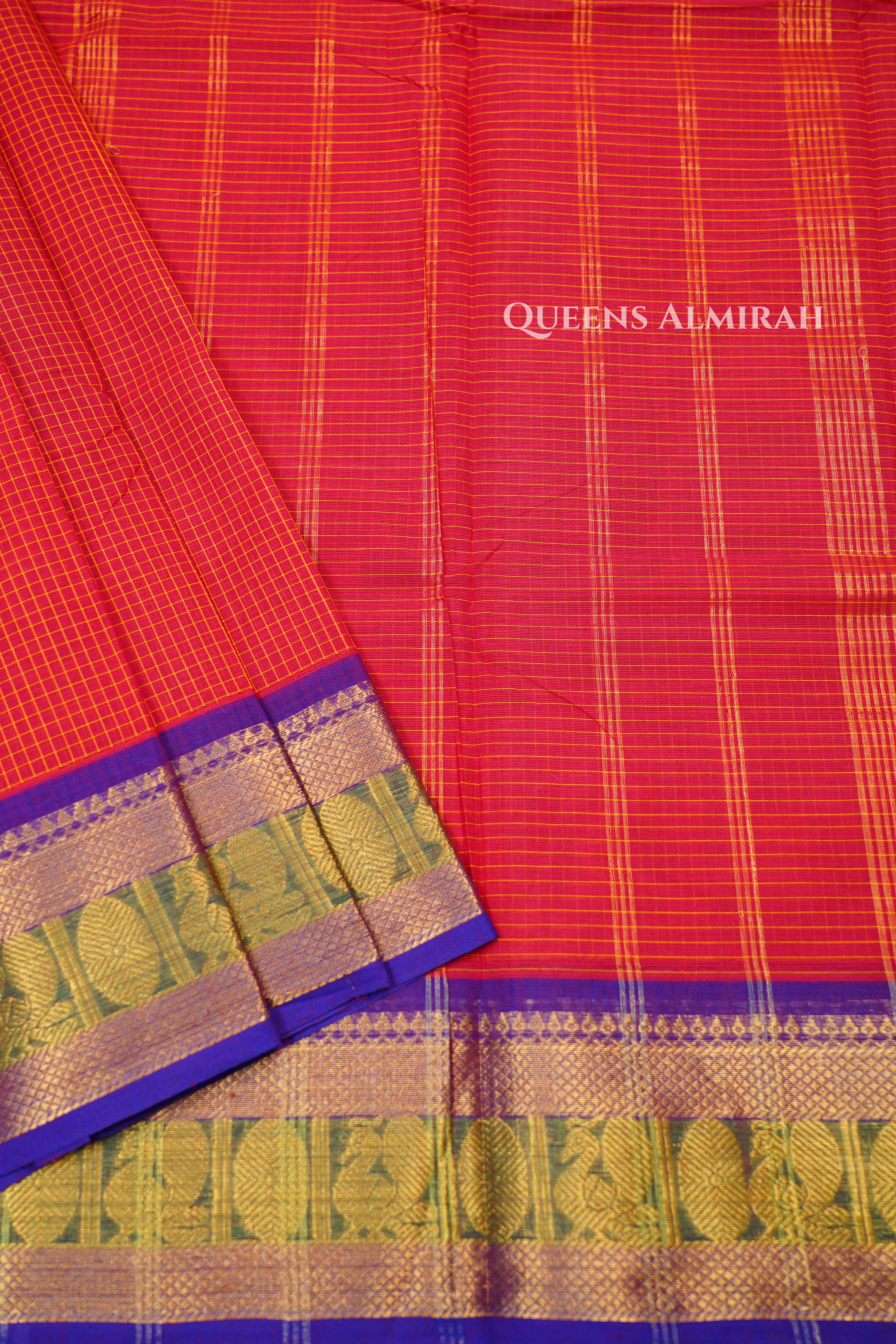 Red Kanchi Cotton Saree