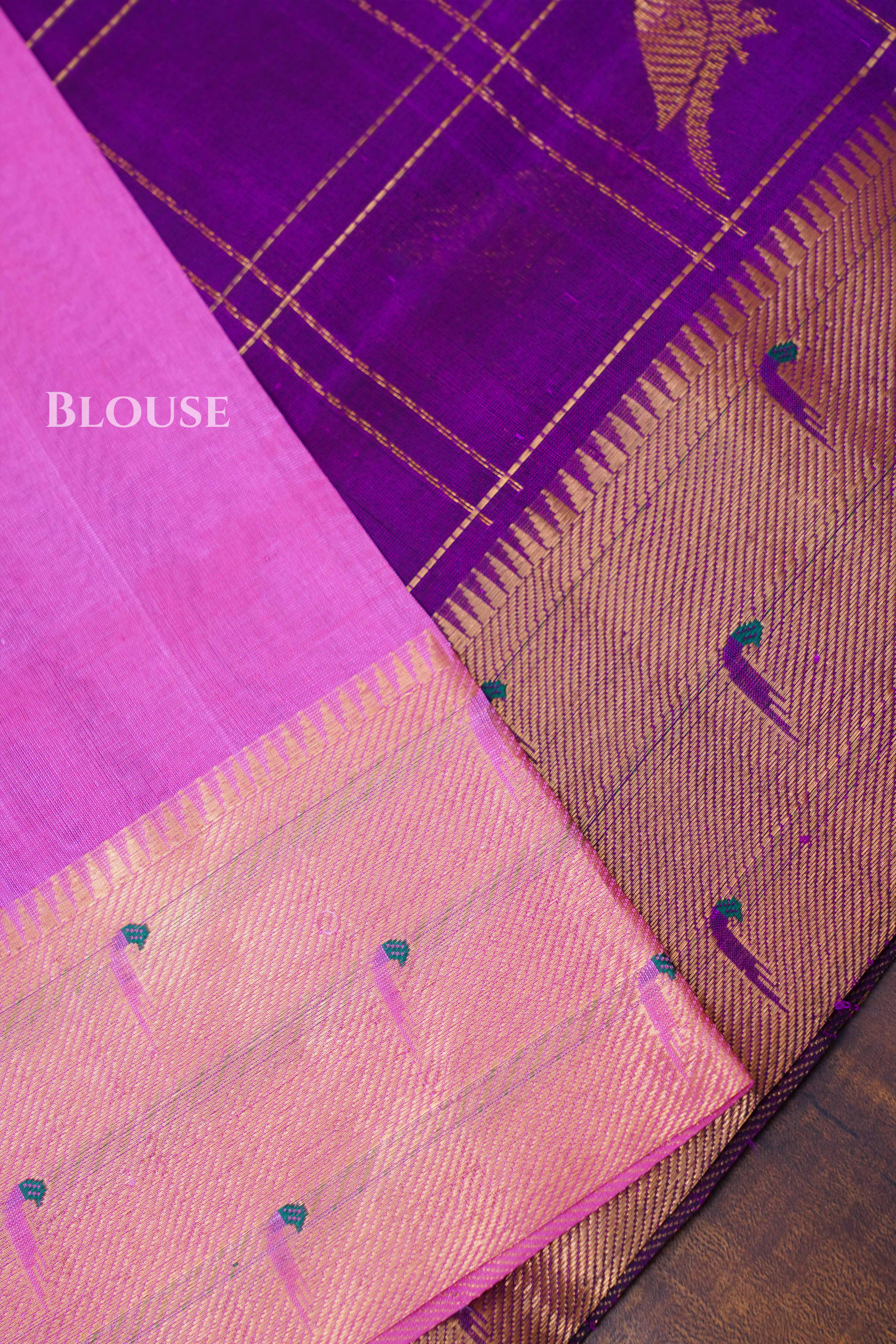 Purple Pure Kanchi Silk Cotton Saree
