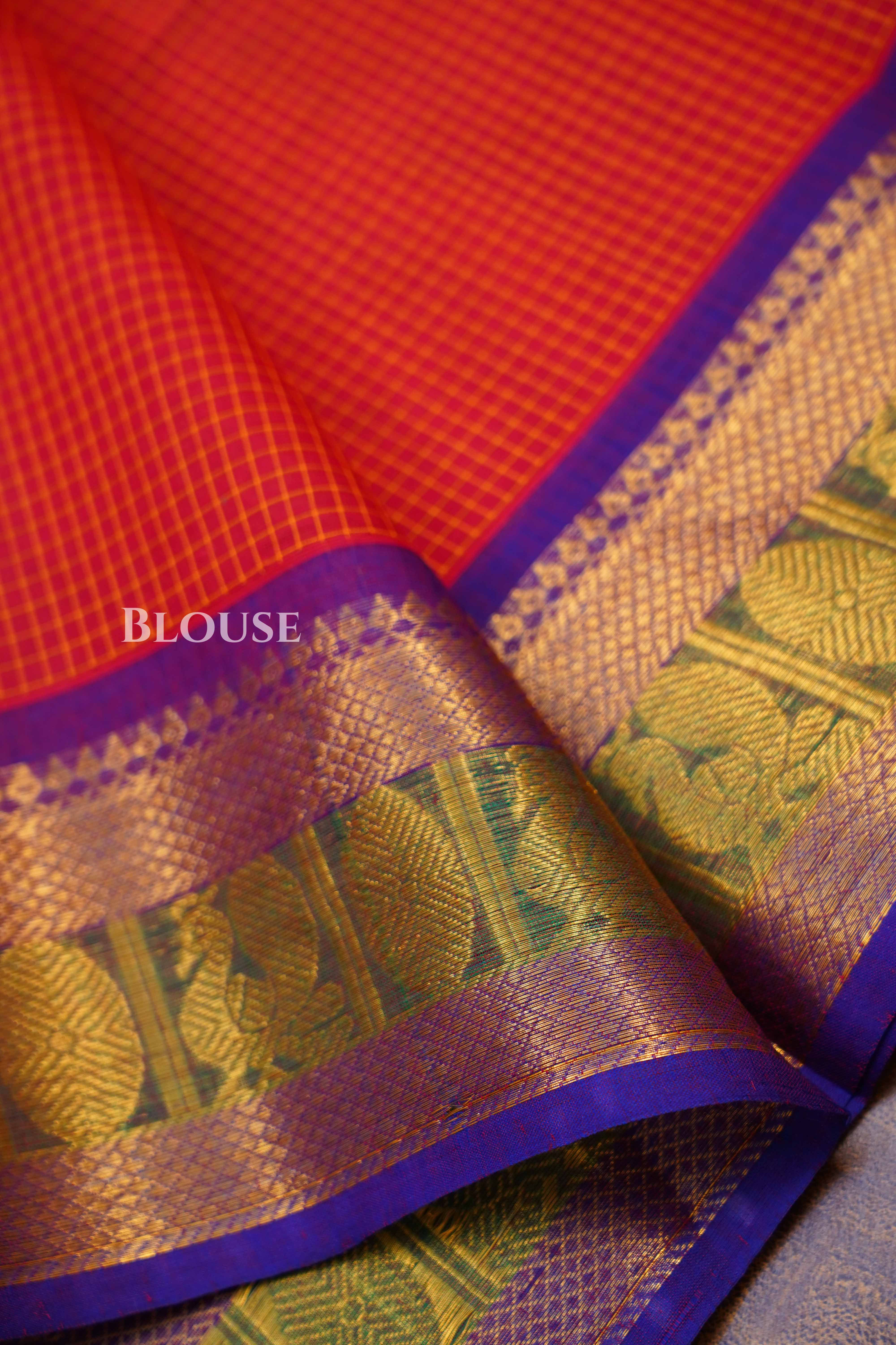 Red Kanchi Cotton Saree