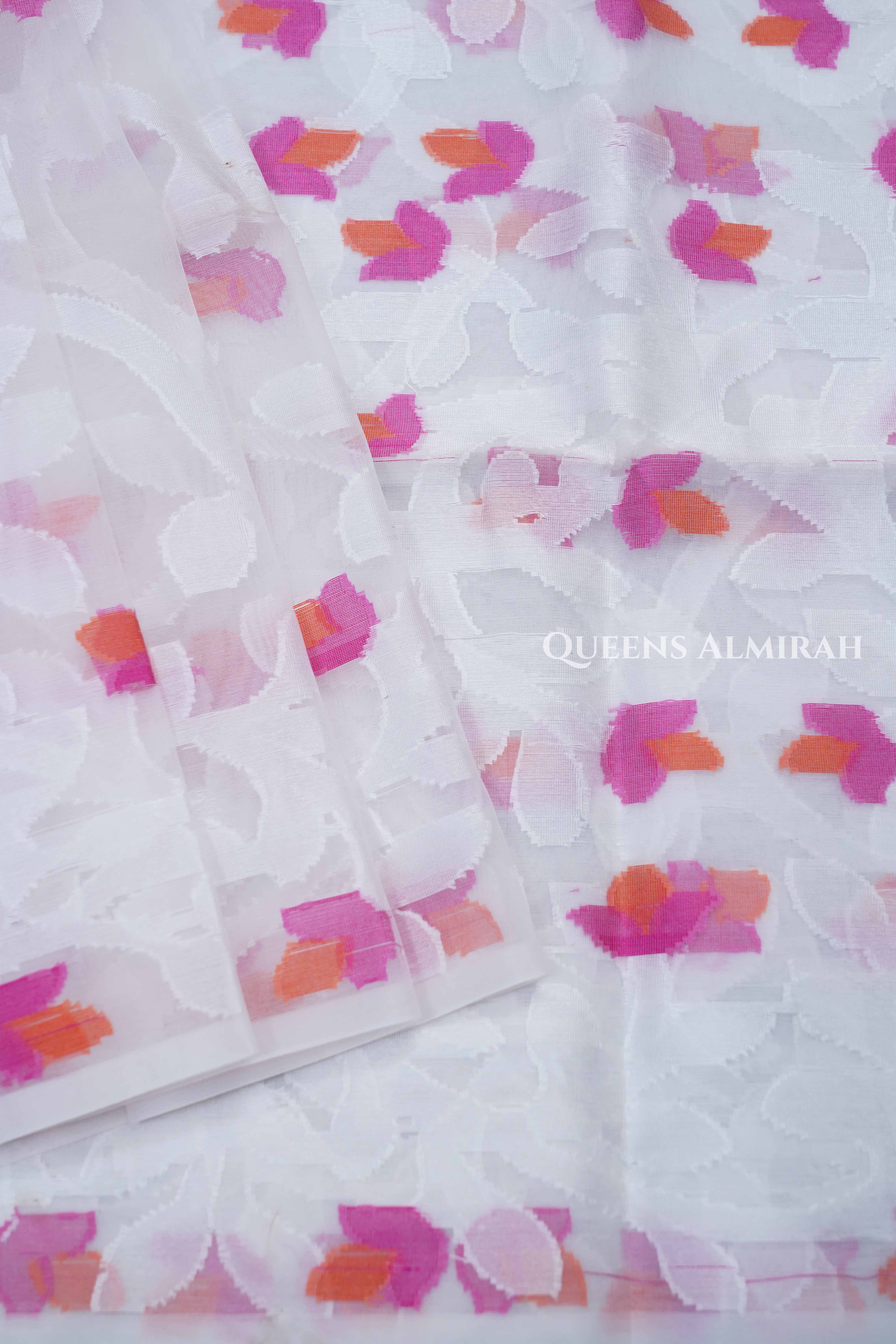 White Muslin Jamdani Saree