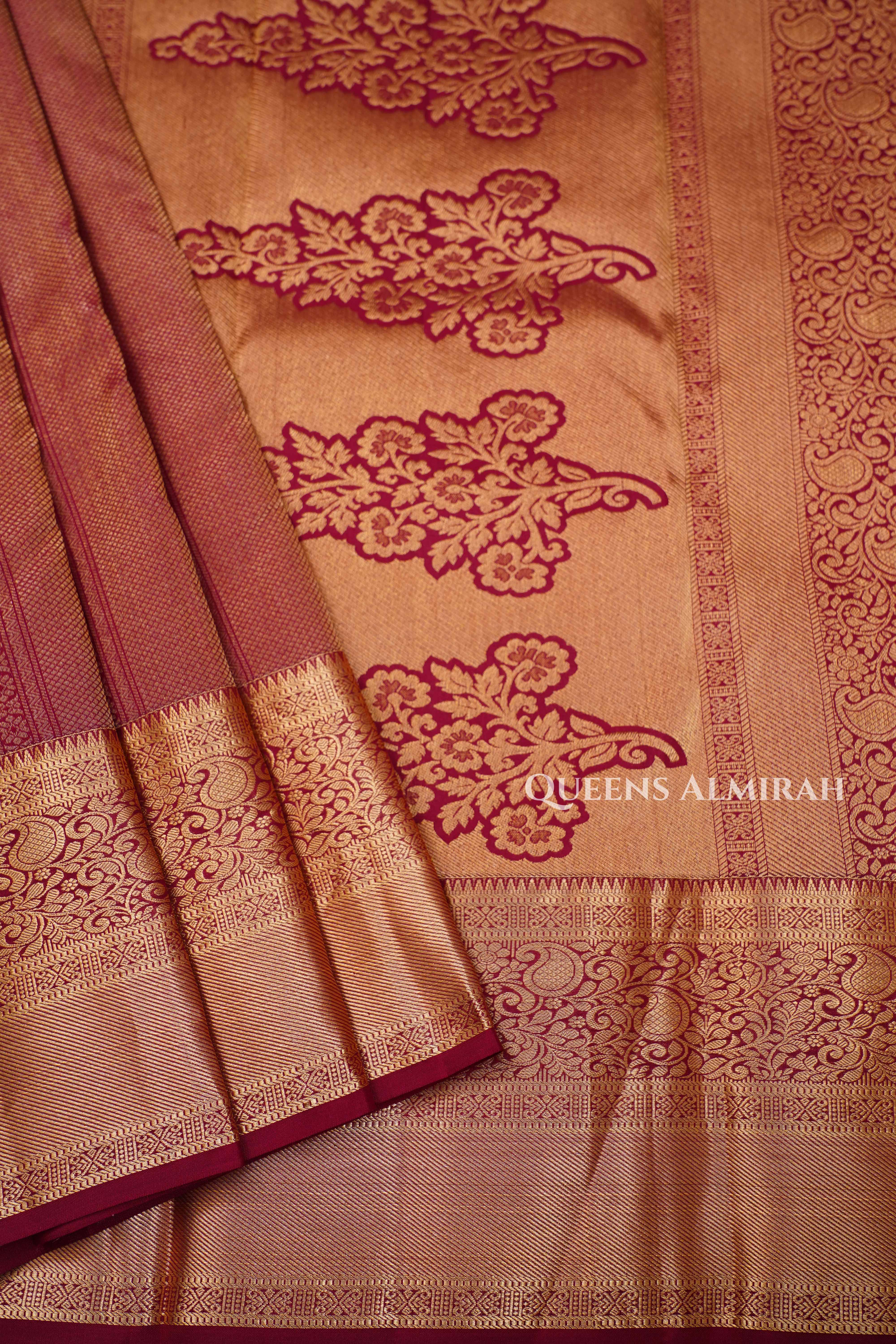 Wine Red Pure Kanchivaram Silk Saree