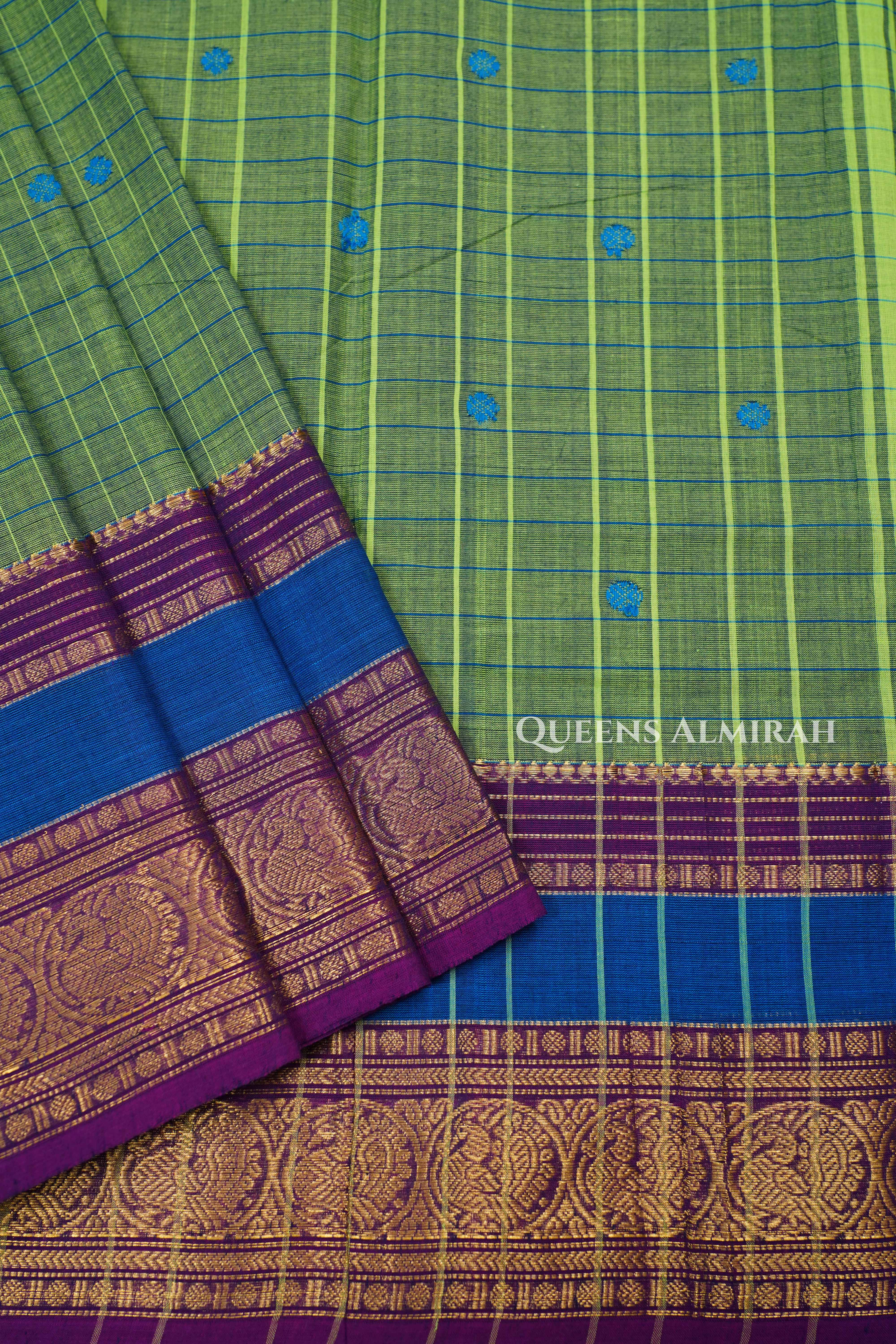 Avocado Green Kanchi Cotton Saree