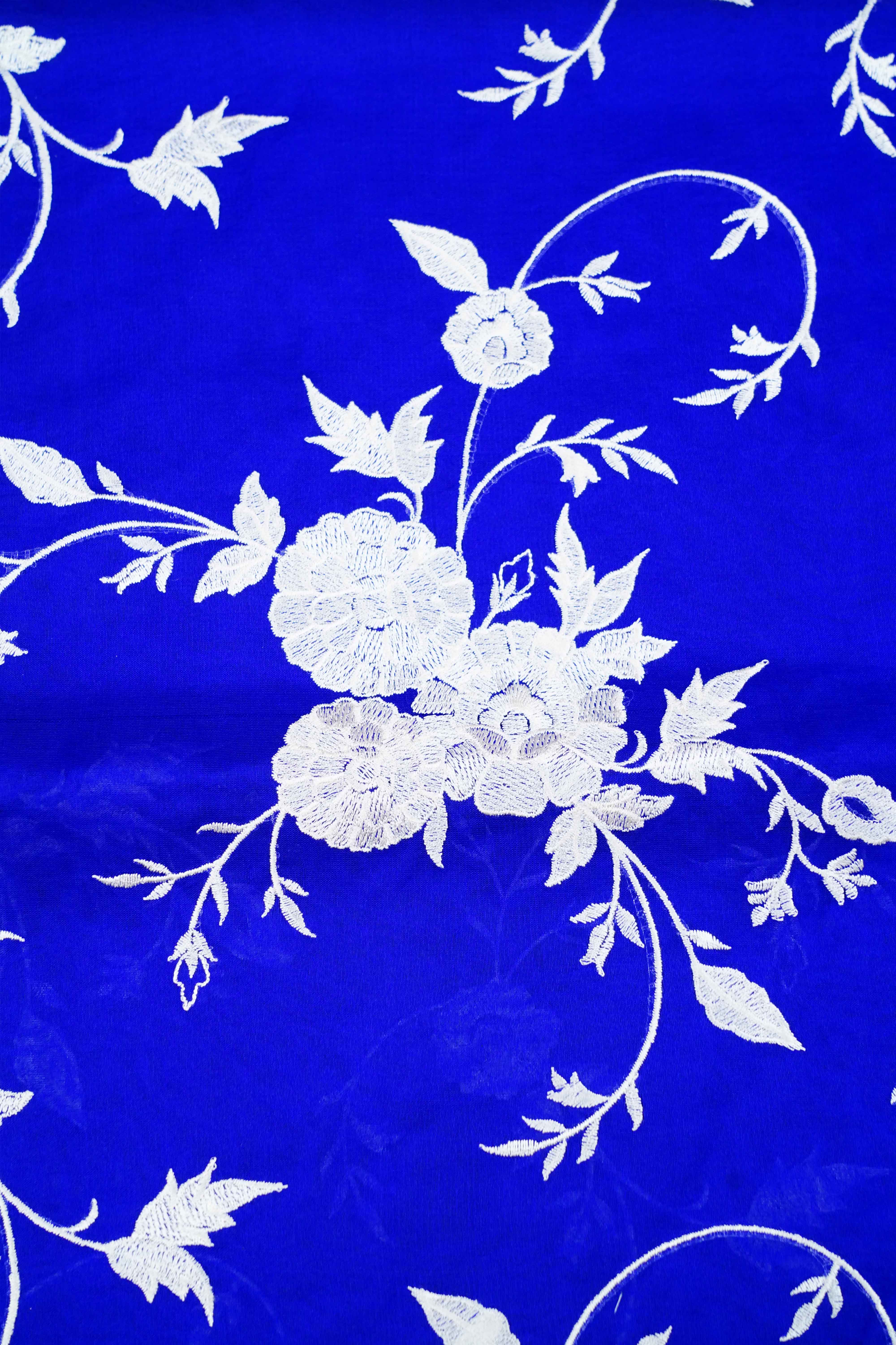 Cobalt Blue Kora Organza saree