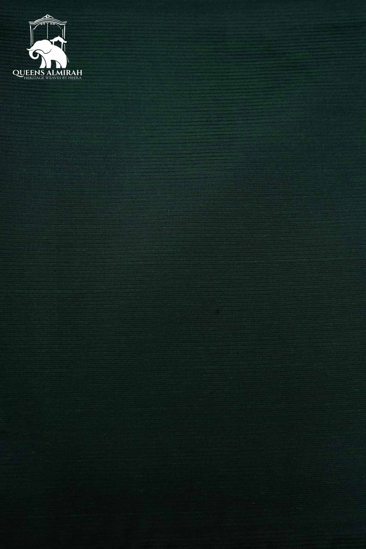 PINE GREEN WITH WOVEN BORDER MANGALGIRI SAREE - Queens Jewel Emporium