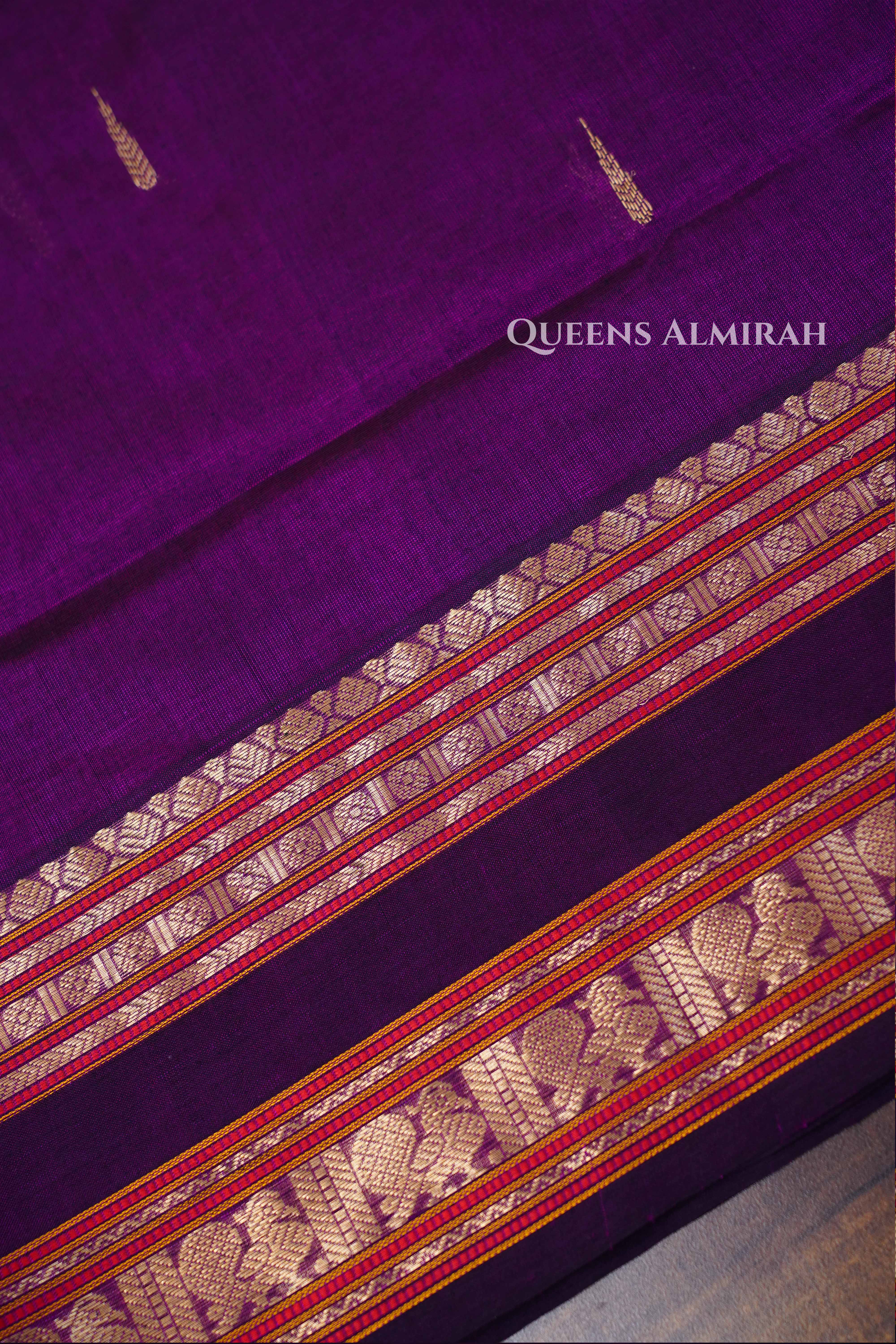 Purple-Karaikudi Chettinad Silk Cotton Saree