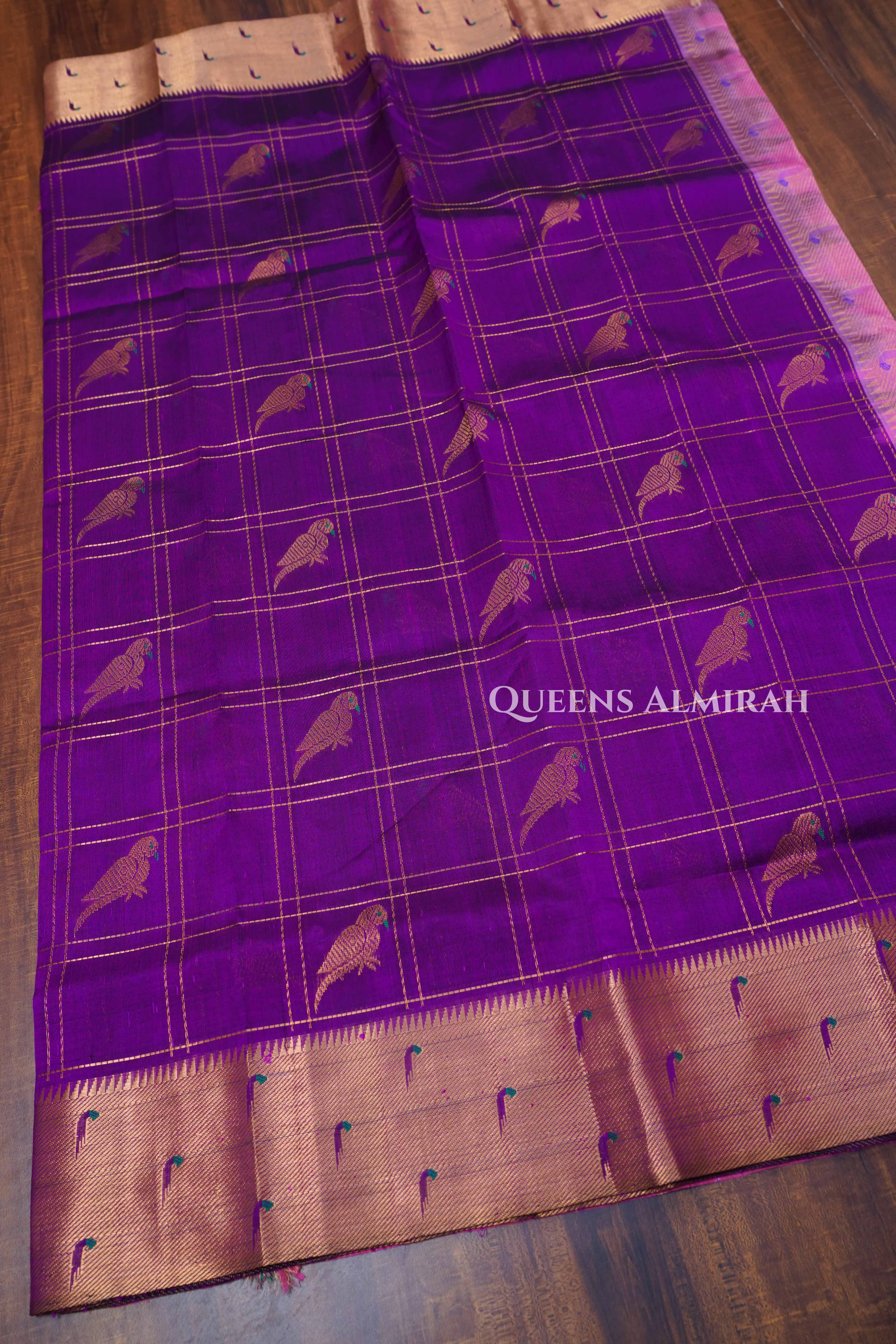 Purple Pure Kanchi Silk Cotton Saree