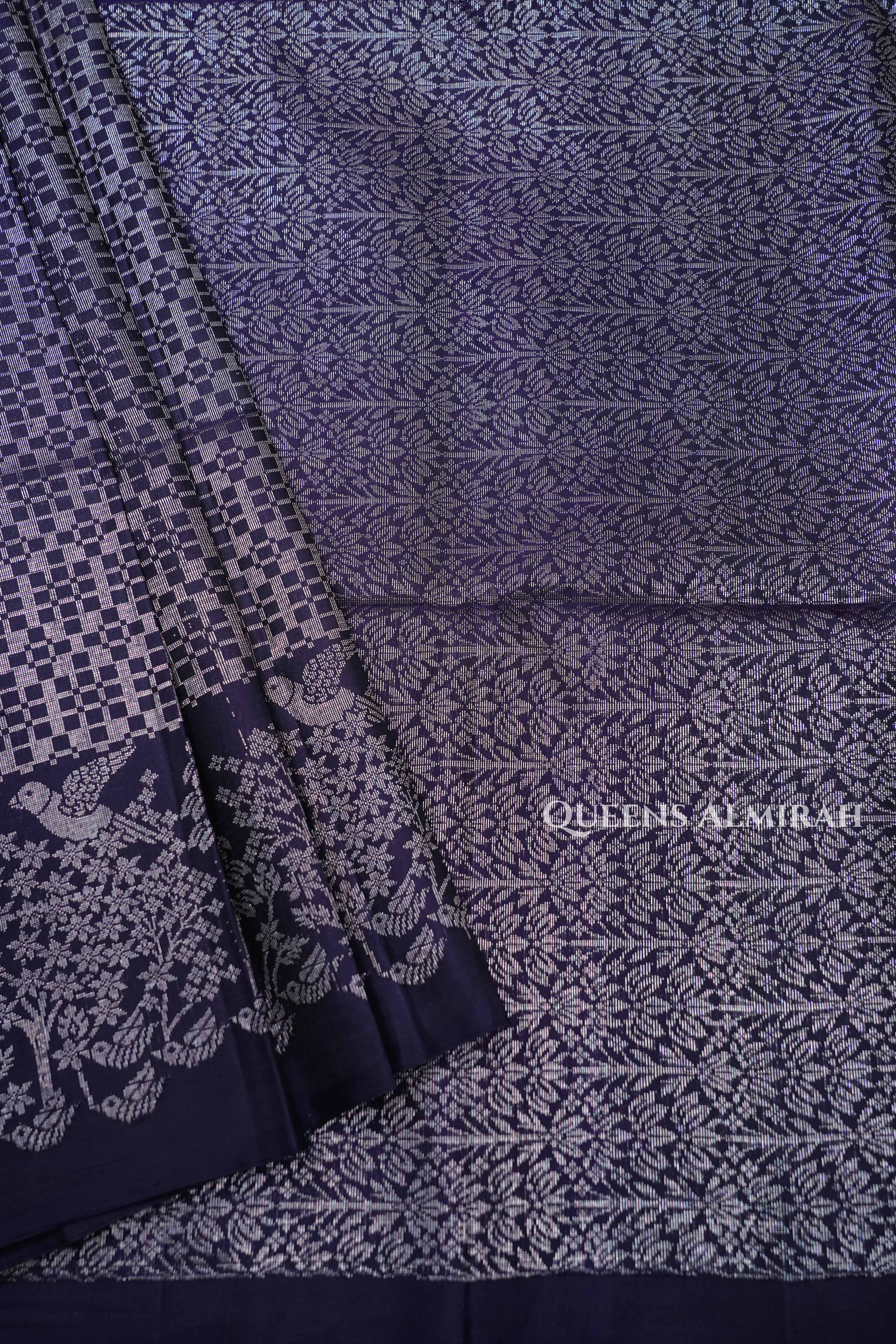 Dark Purple Pure Soft Silk Saree