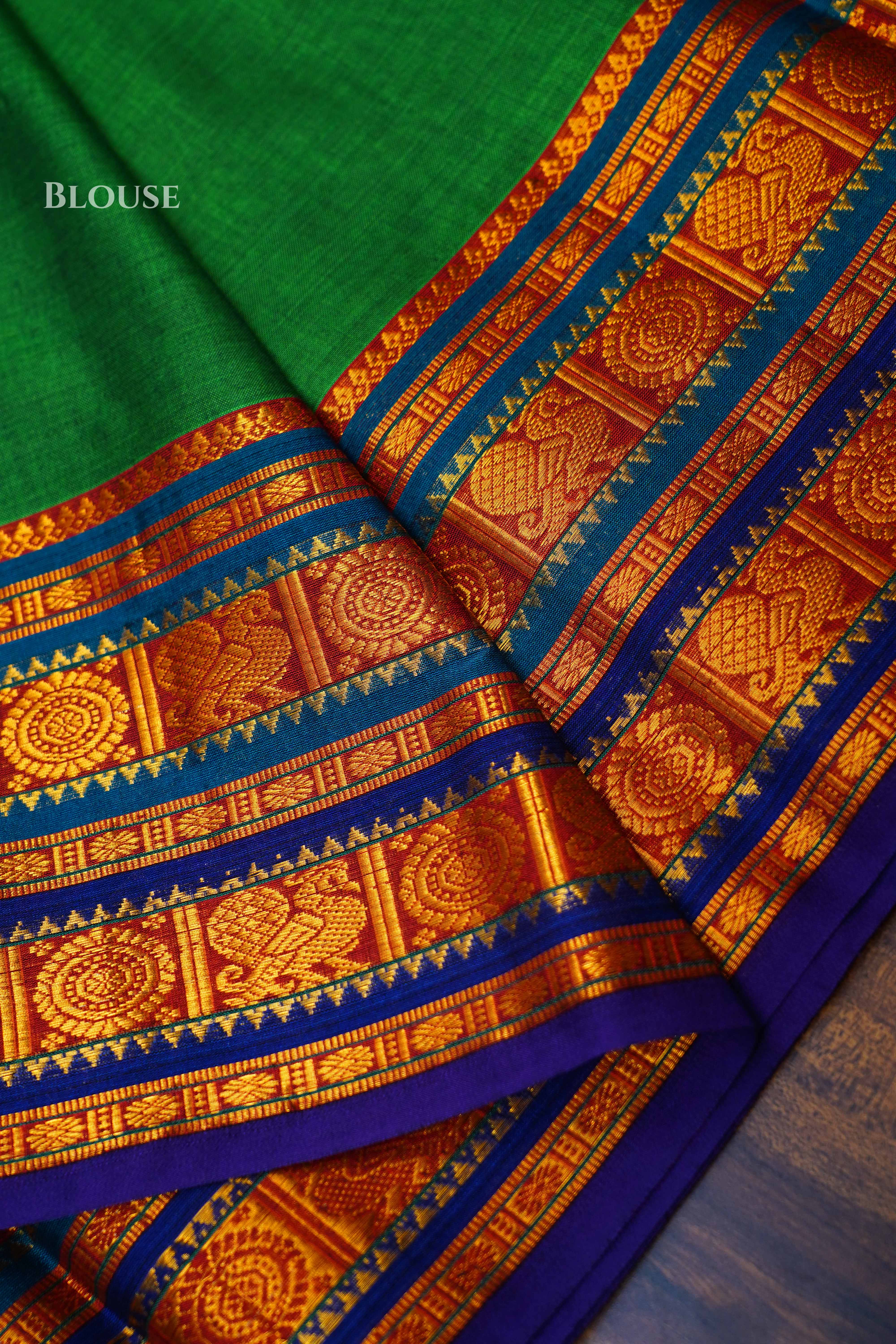 Leaf Green Narayanpet Cotton Saree