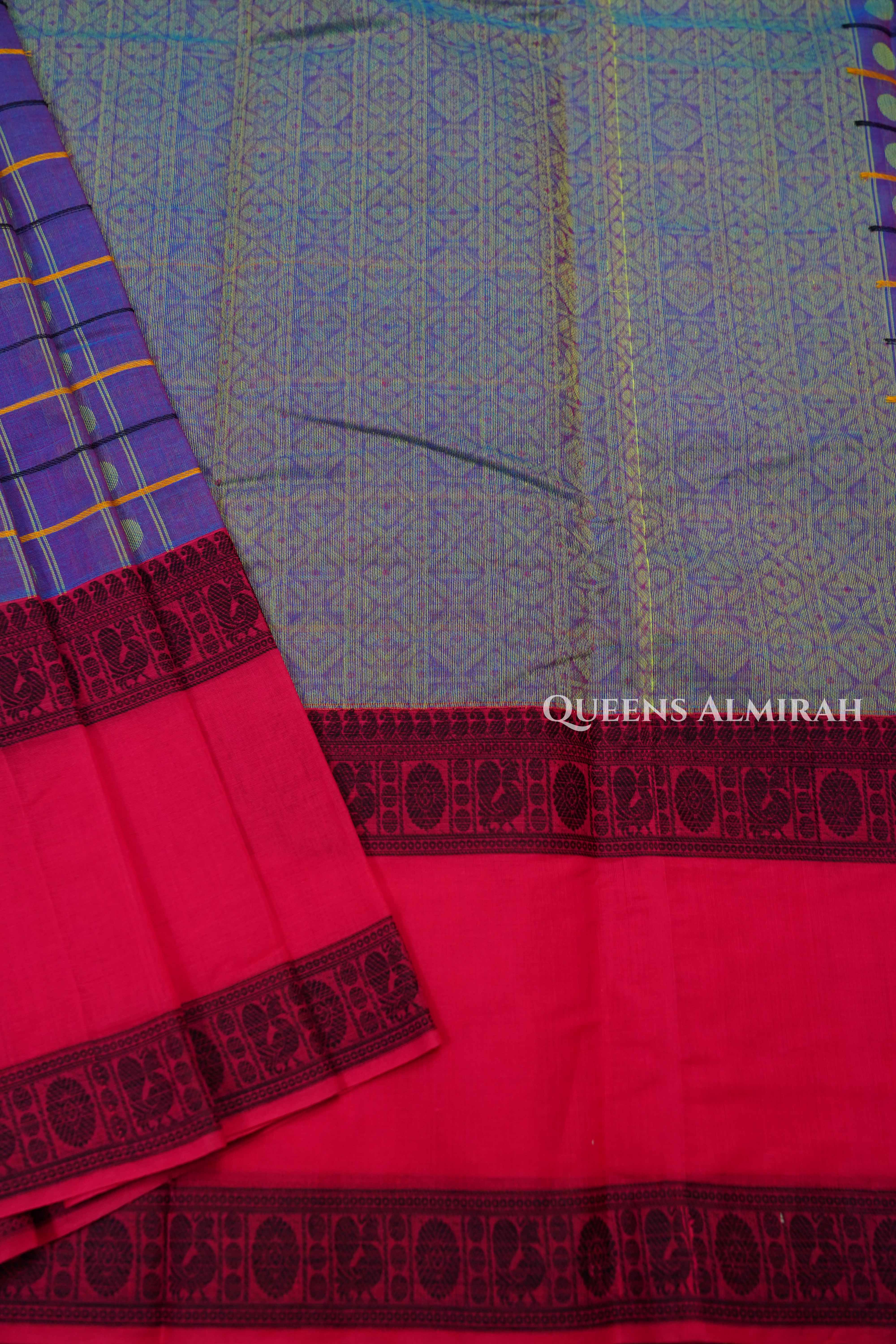 Dark Lavender Chettinad Cotton Saree