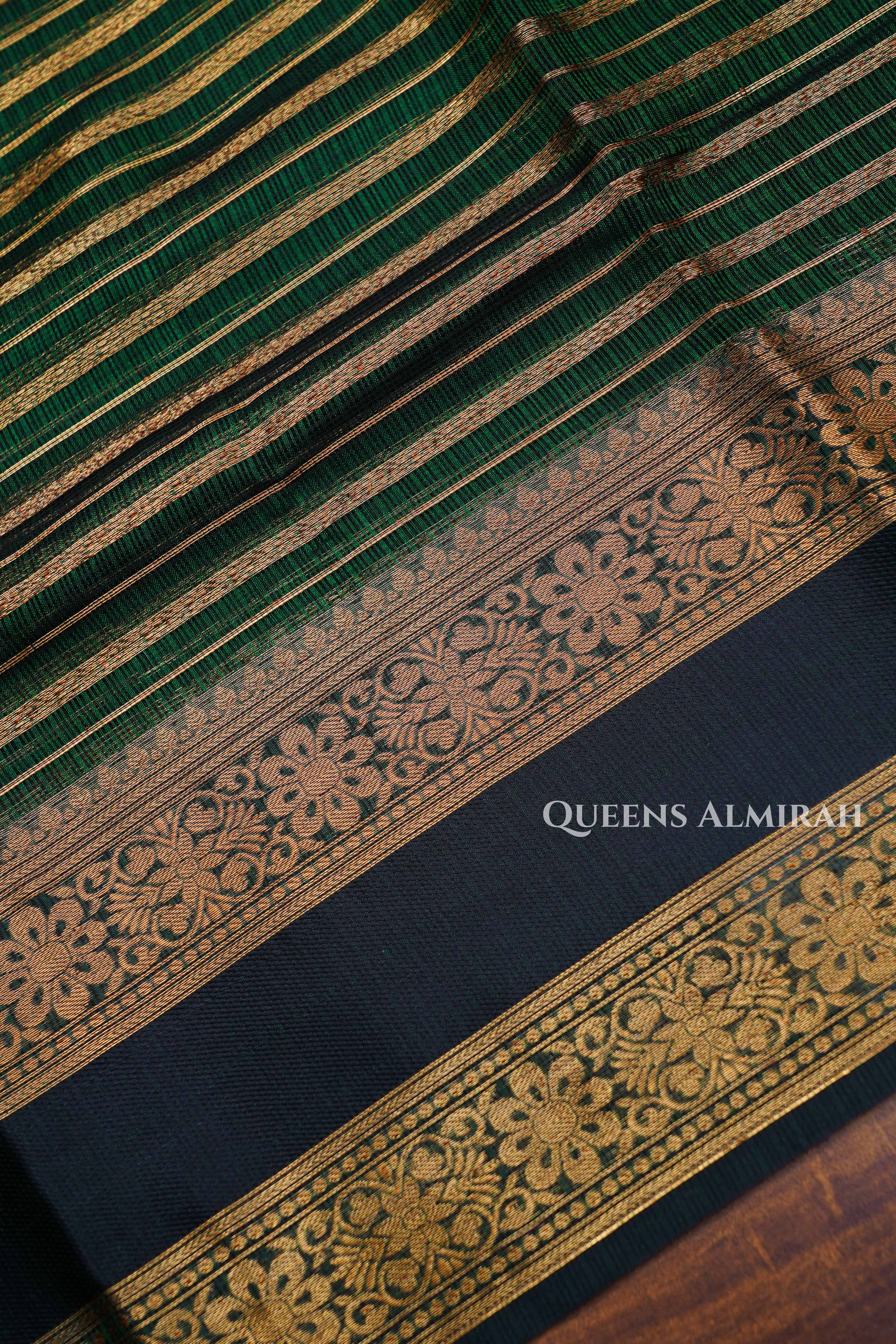 Dark Green Pure Kota Silk Saree