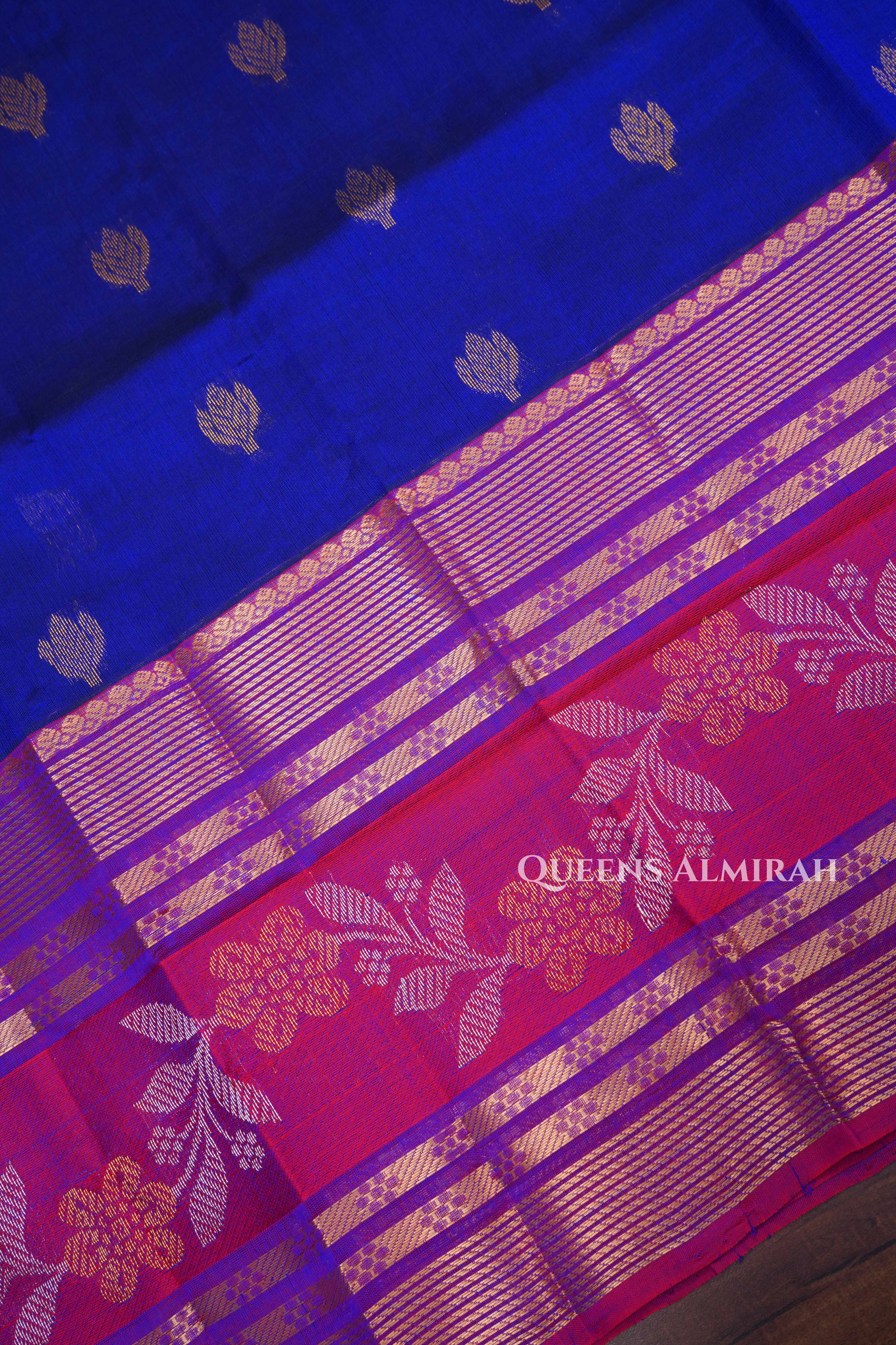 Royal Blue With Purple Pure Kanchi Silk Cotton Saree