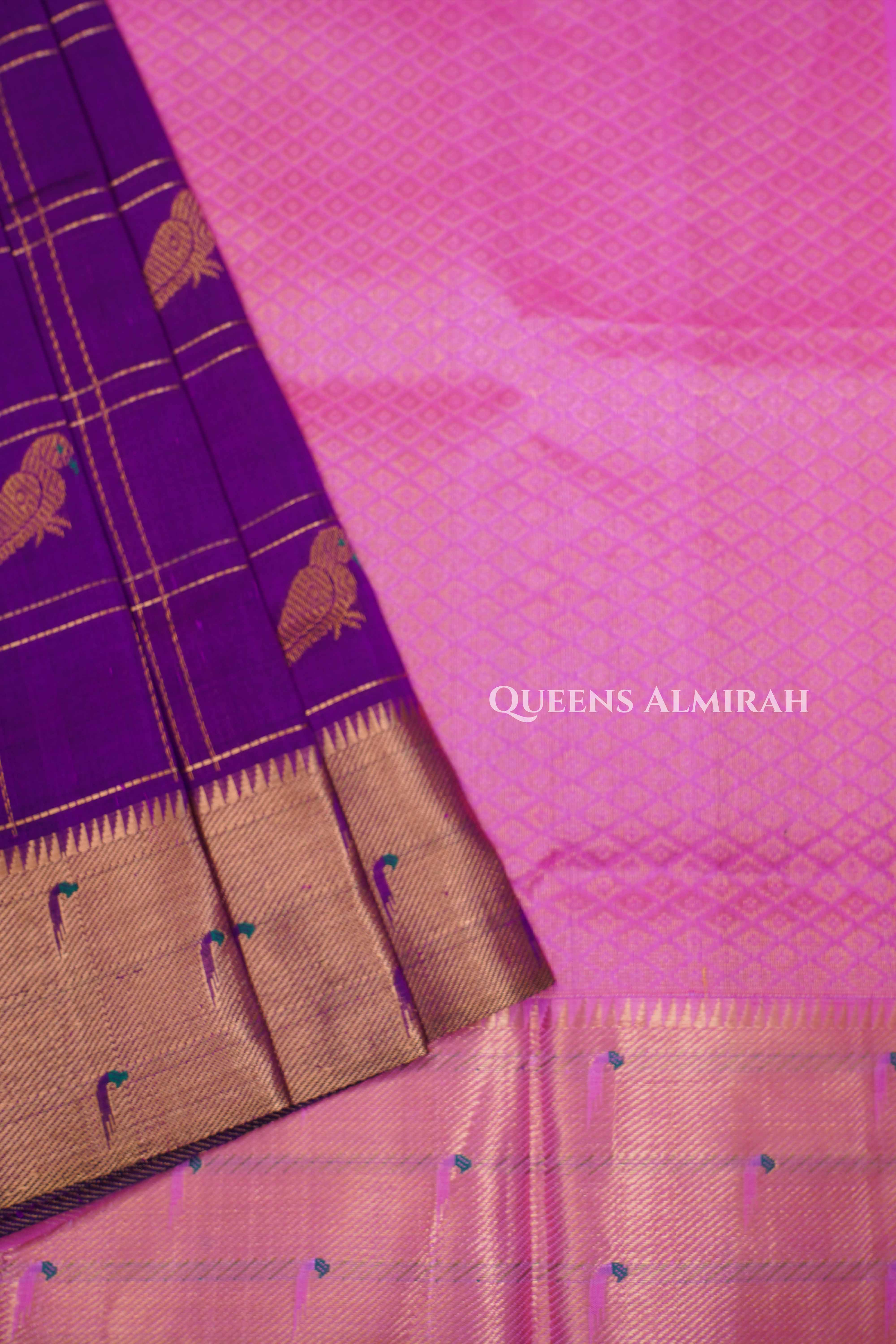 Purple Pure Kanchi Silk Cotton Saree