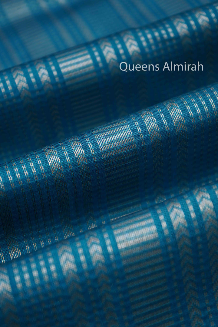 WATER BLUE BANARASI SILK COTTON SAREE - Queens Jewel Emporium
