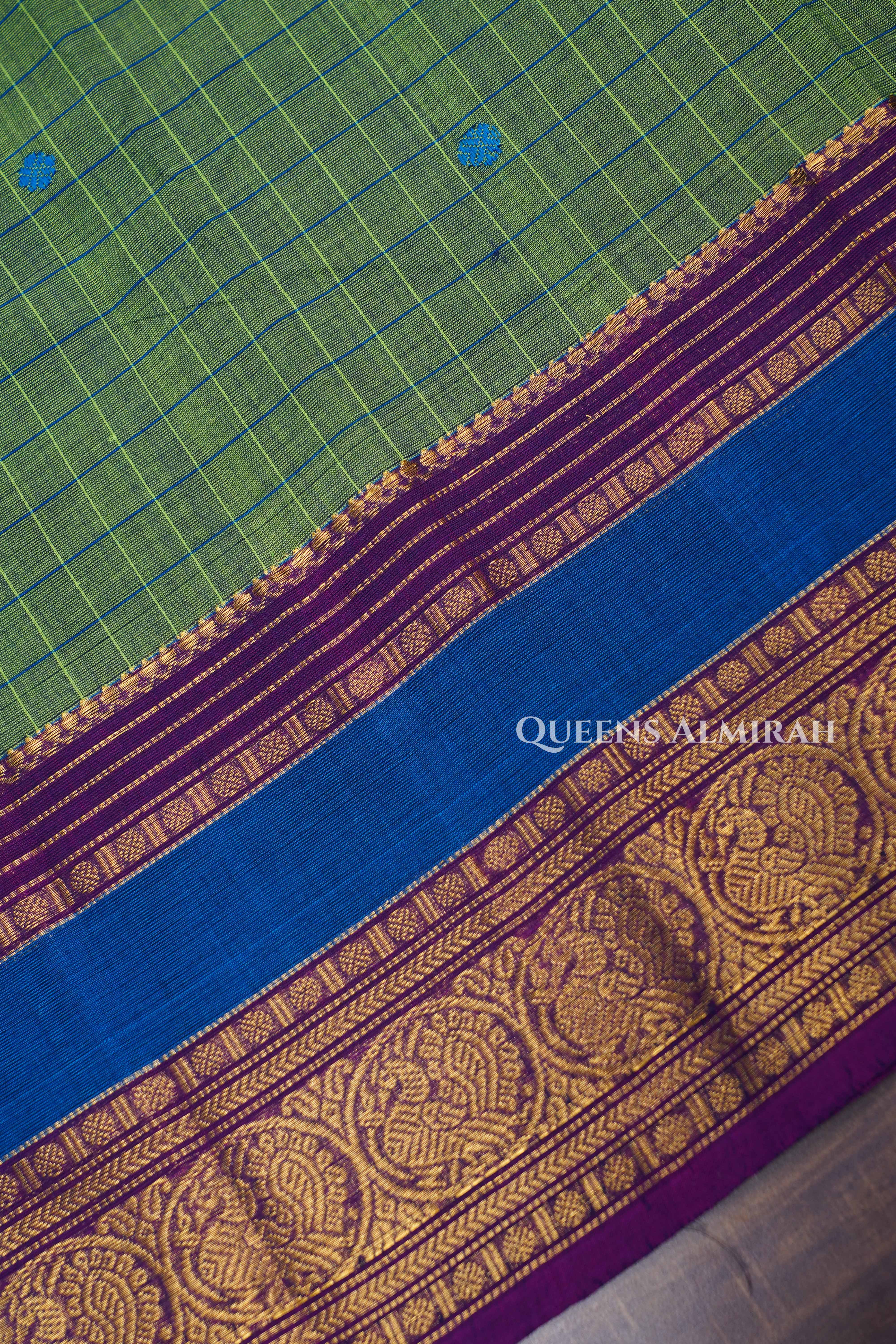 Avocado Green Kanchi Cotton Saree