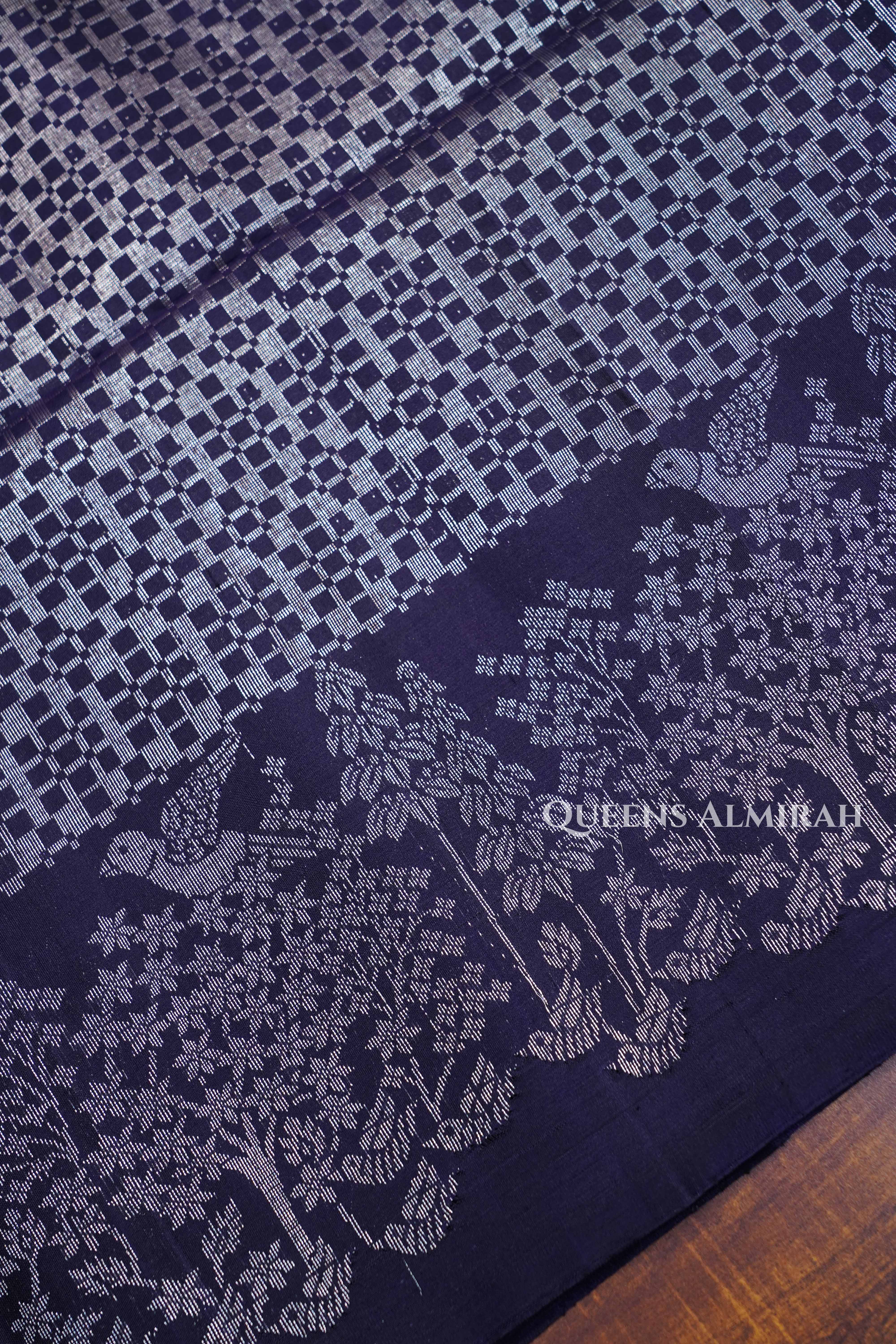 Dark Purple Pure Soft Silk Saree