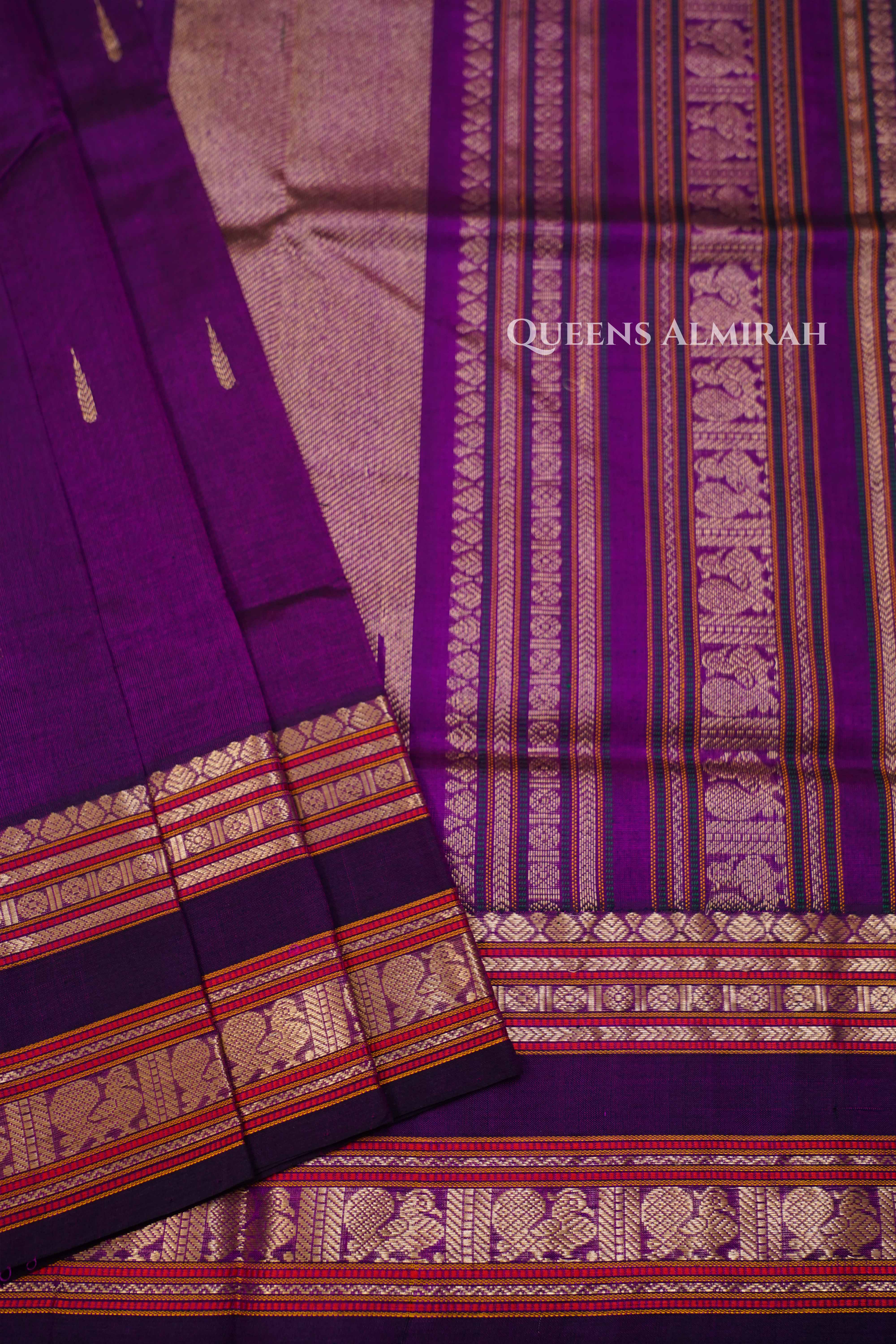 Purple-Karaikudi Chettinad Silk Cotton Saree