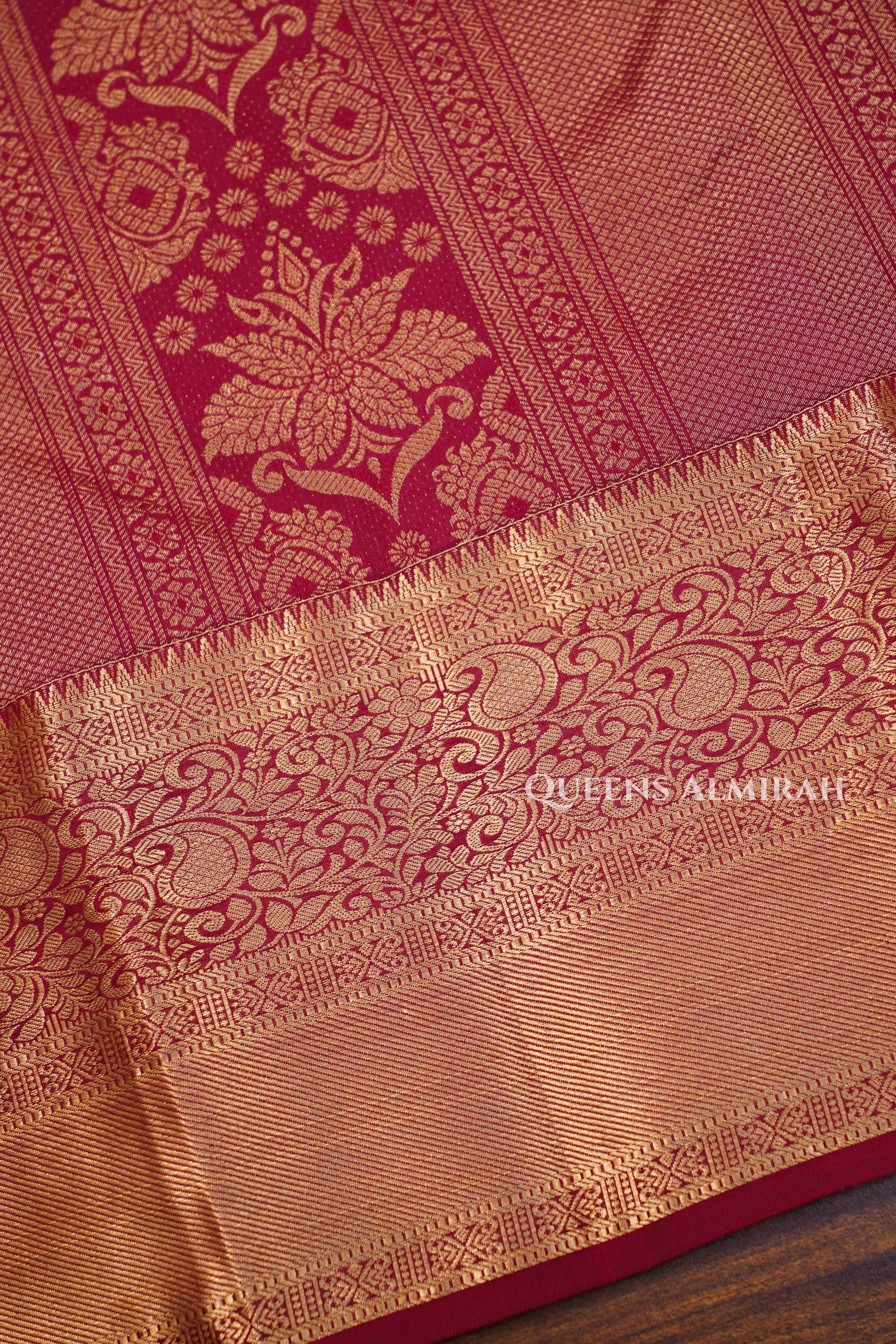 Wine Red Pure Kanchivaram Silk Saree
