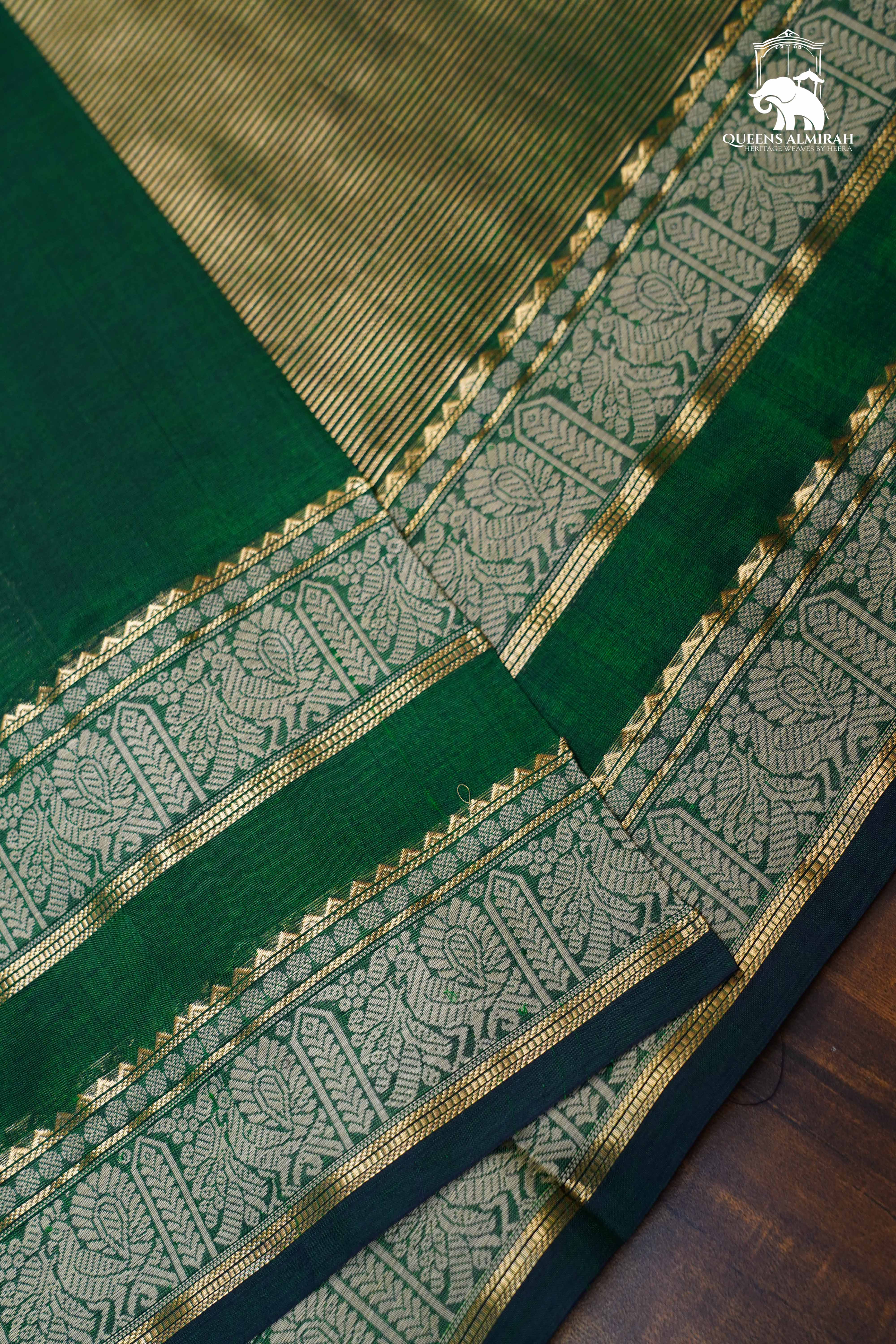 Dual Shade Of Green- Royal Karaikudi Chettinad Tissue Silk Cotton Saree