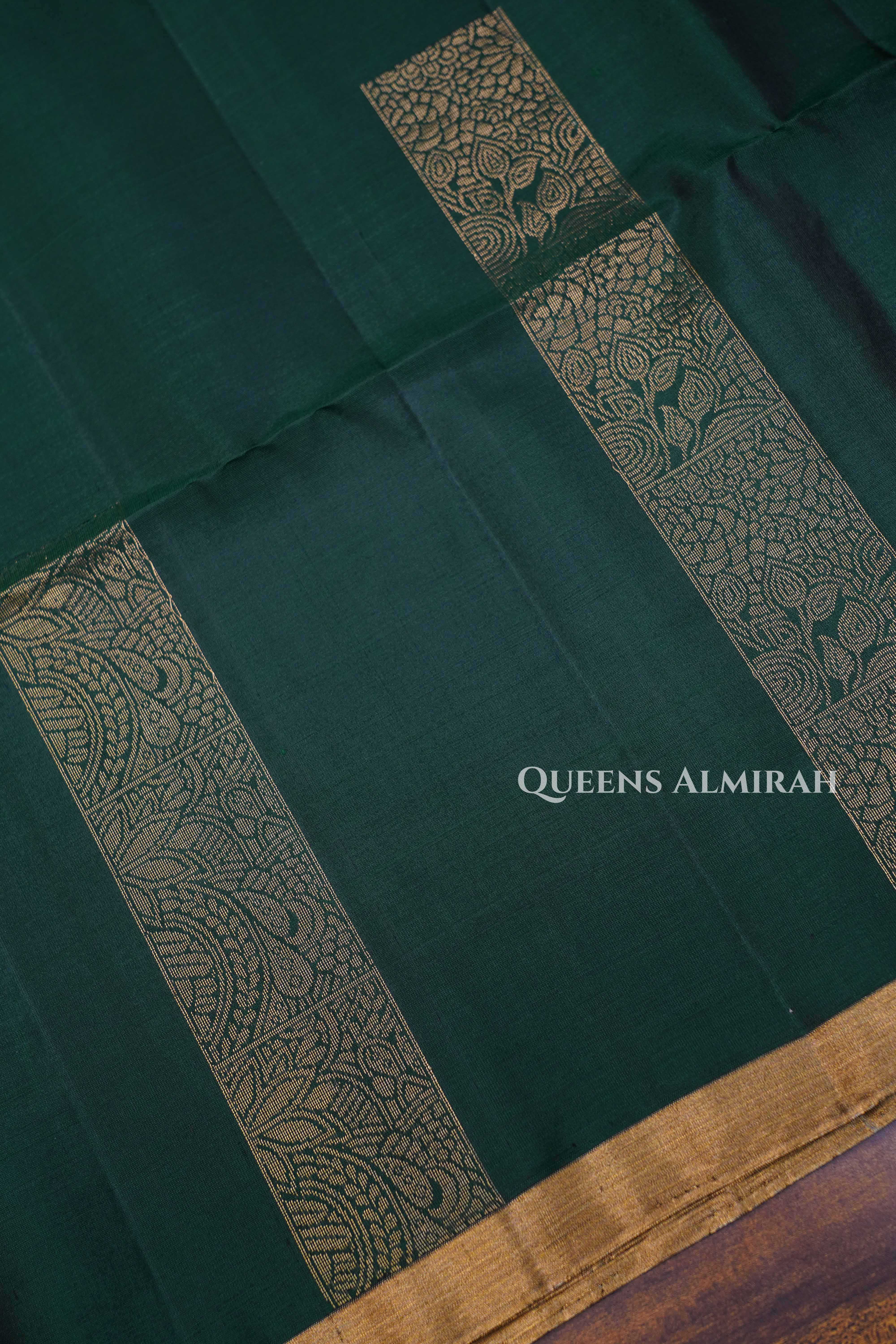 Dark Green Pure soft Silk Saree