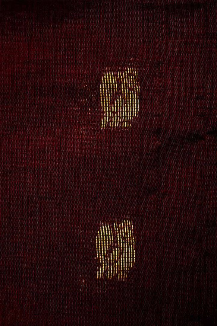 DARK MAROON WITH LEAF GREEN KANCHI SILK COTTON SAREE - Queens Jewel Emporium