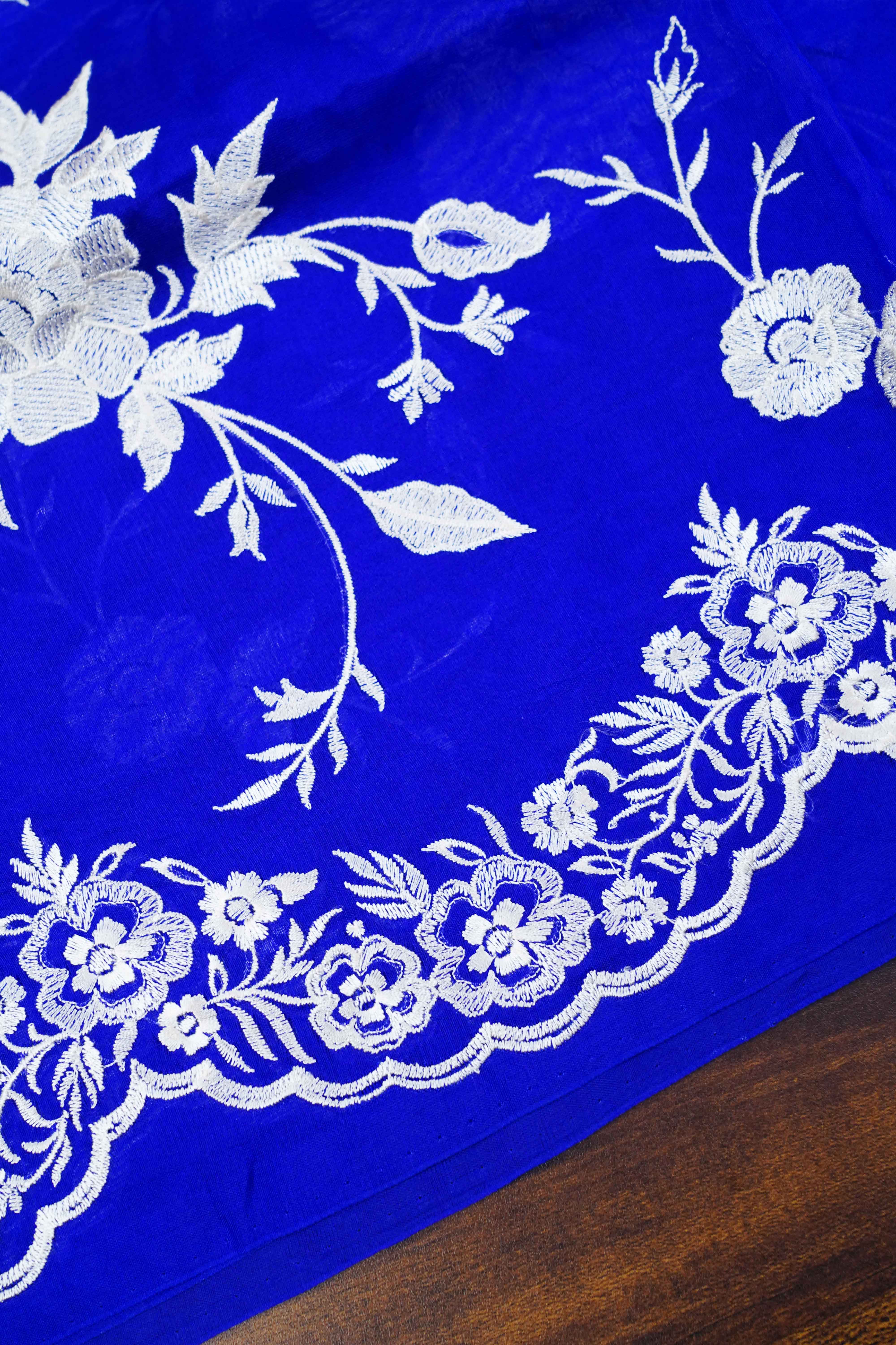 Cobalt Blue Kora Organza saree