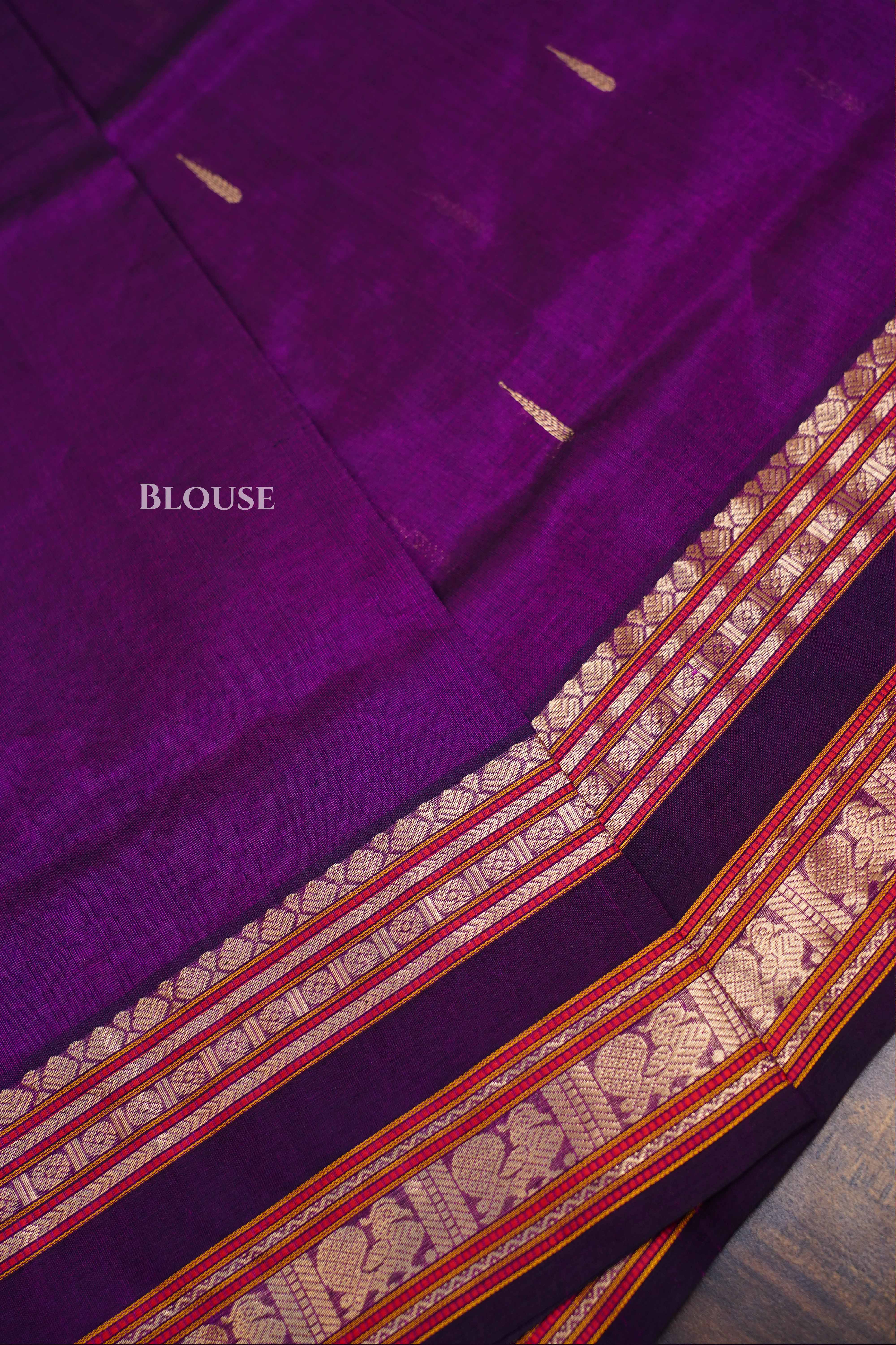 Purple-Karaikudi Chettinad Silk Cotton Saree