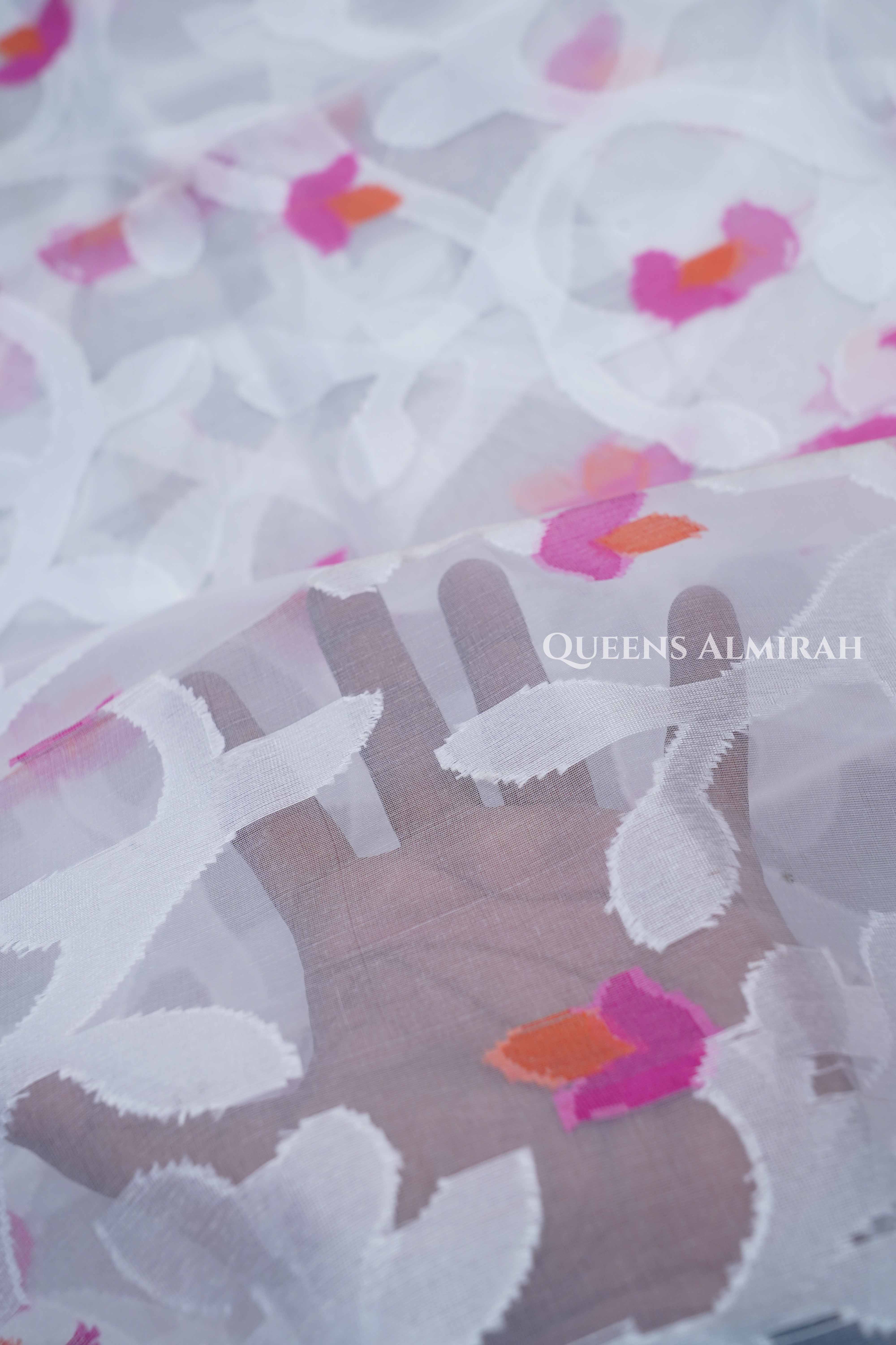 White Muslin Jamdani Saree