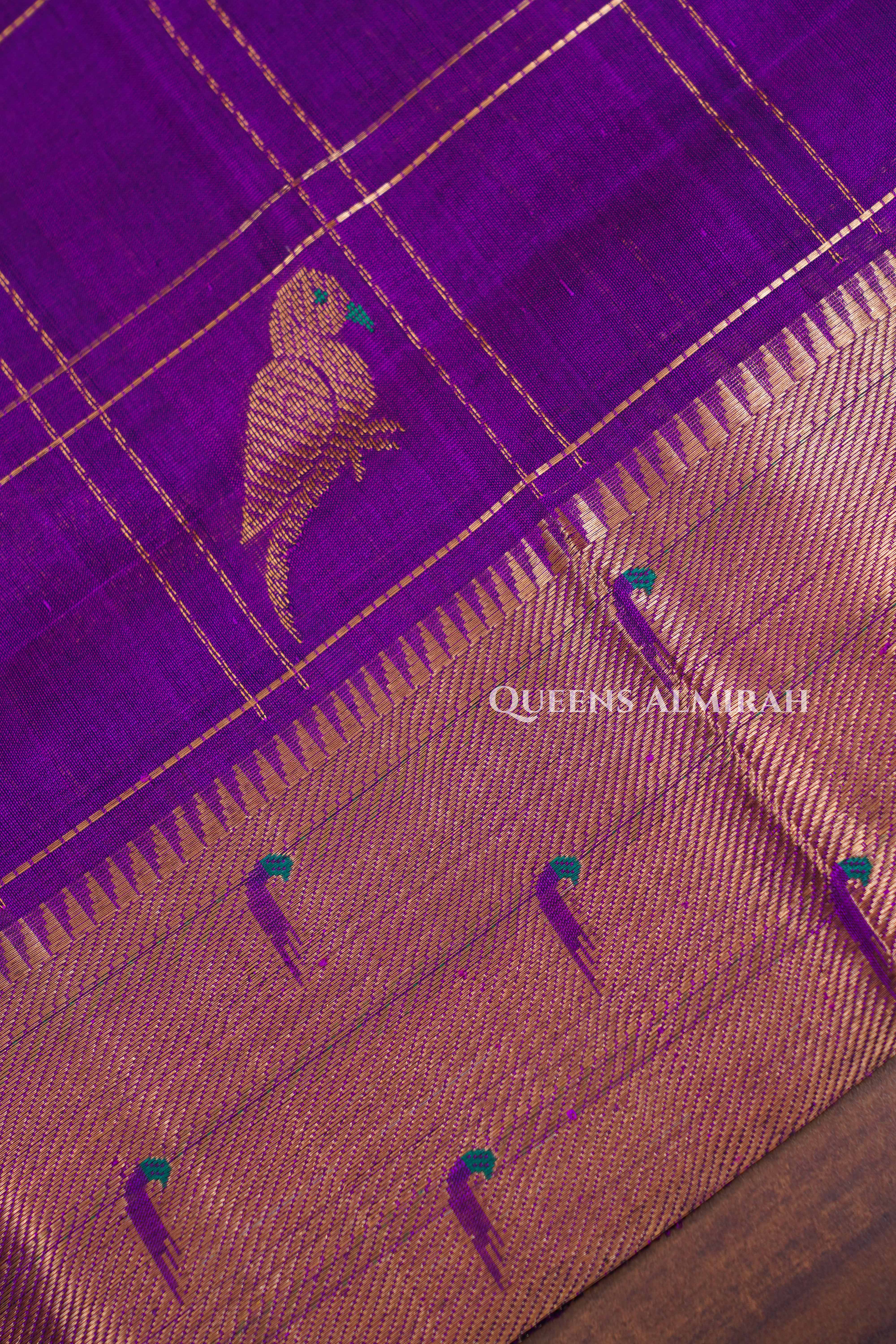 Purple Pure Kanchi Silk Cotton Saree