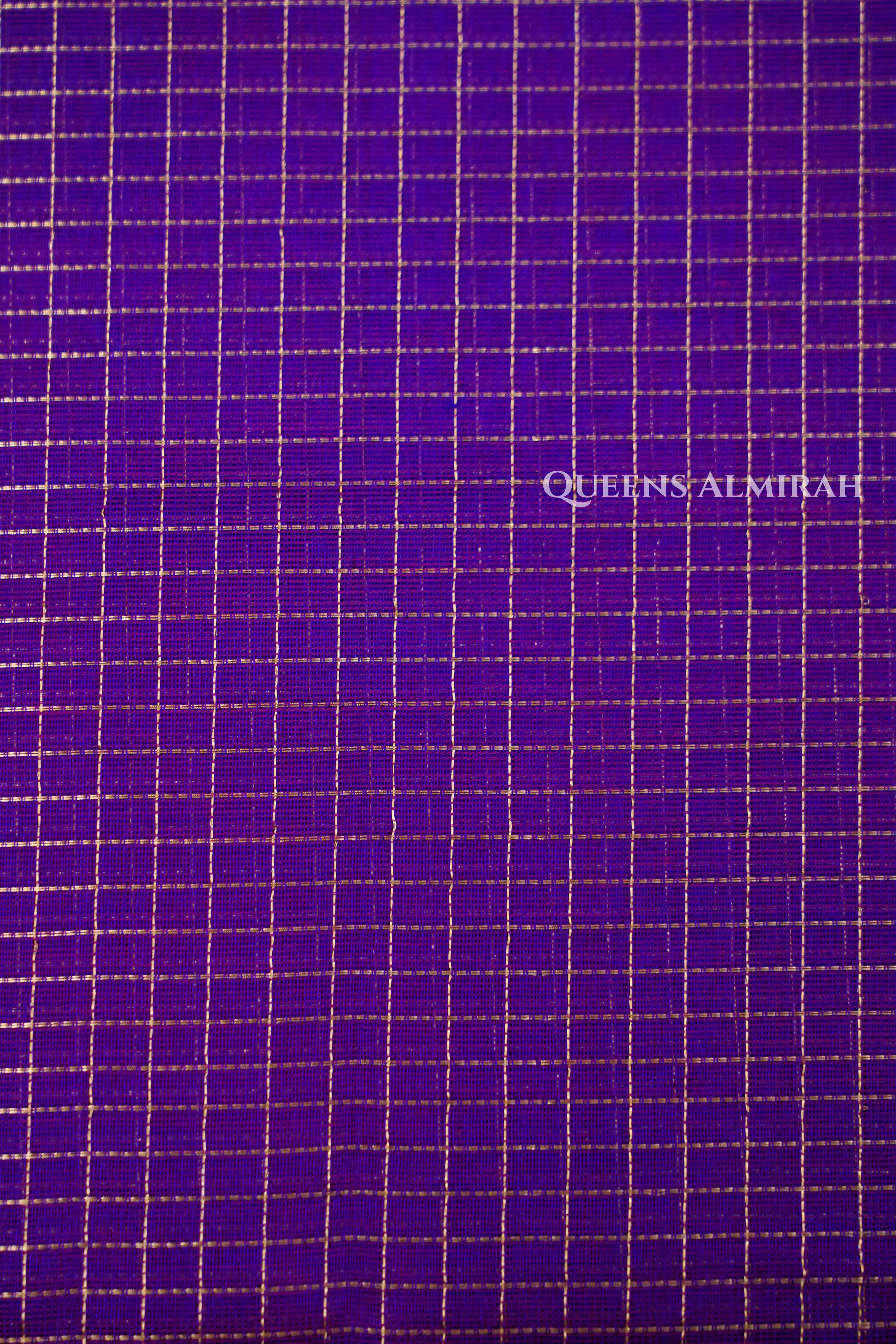 Warm Purple With Teal Blue-Karaikudi Chettinad Silk Cotton Saree