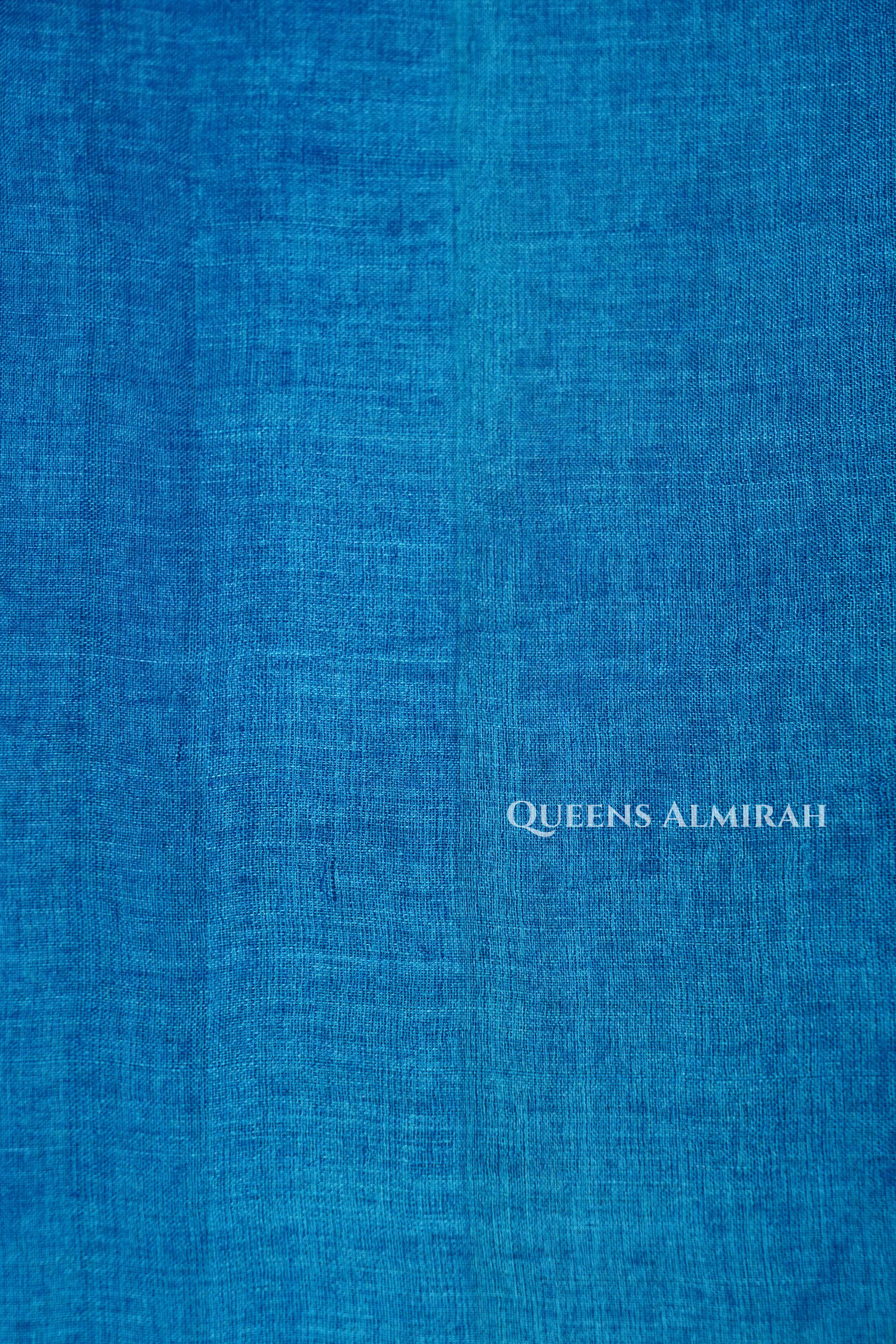 Teal Blue Pure Tussar Silk Saree