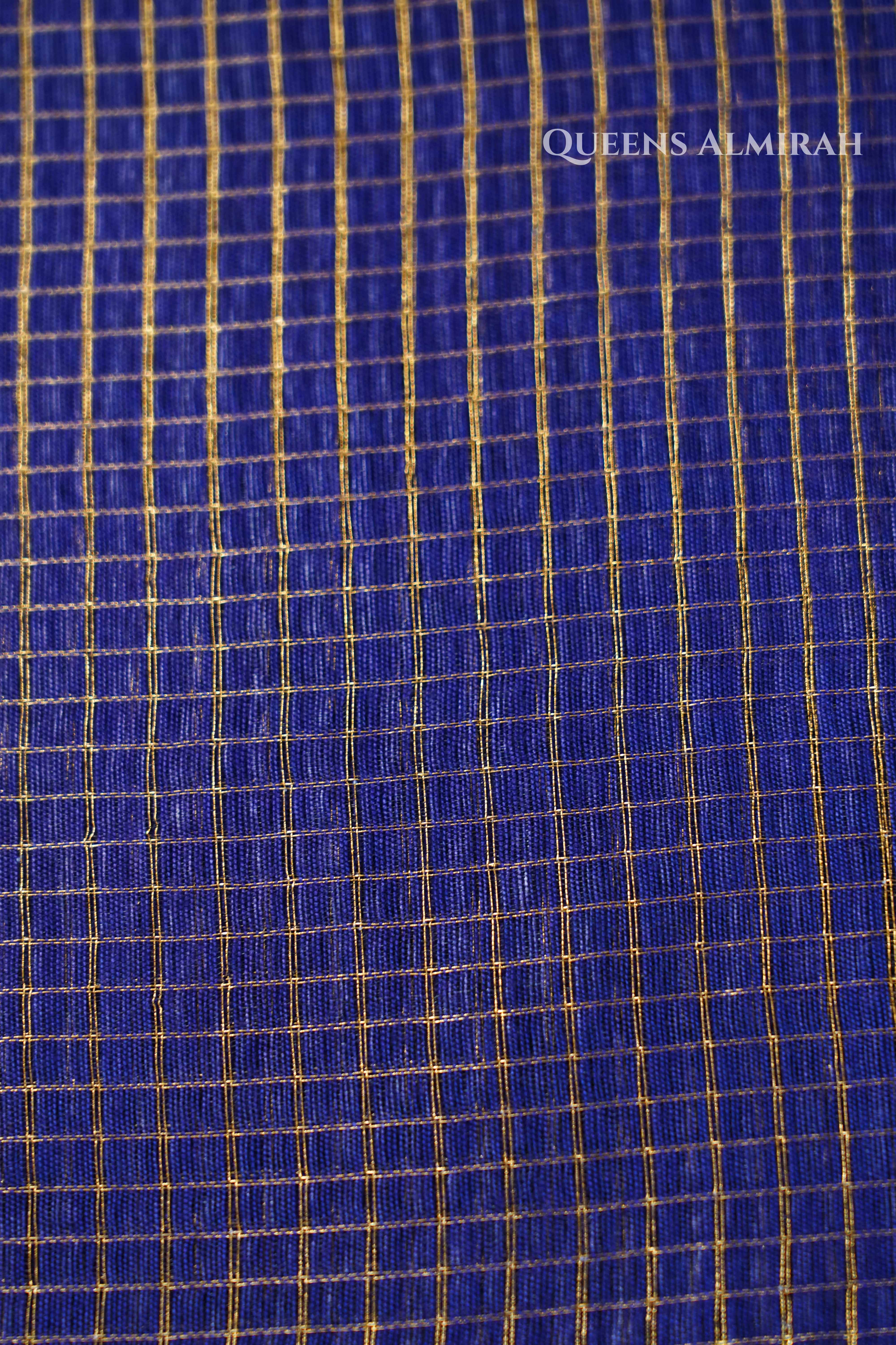 DARK GREY BLUE MAHESHWARI SAREE QUEENS ALMIRAH