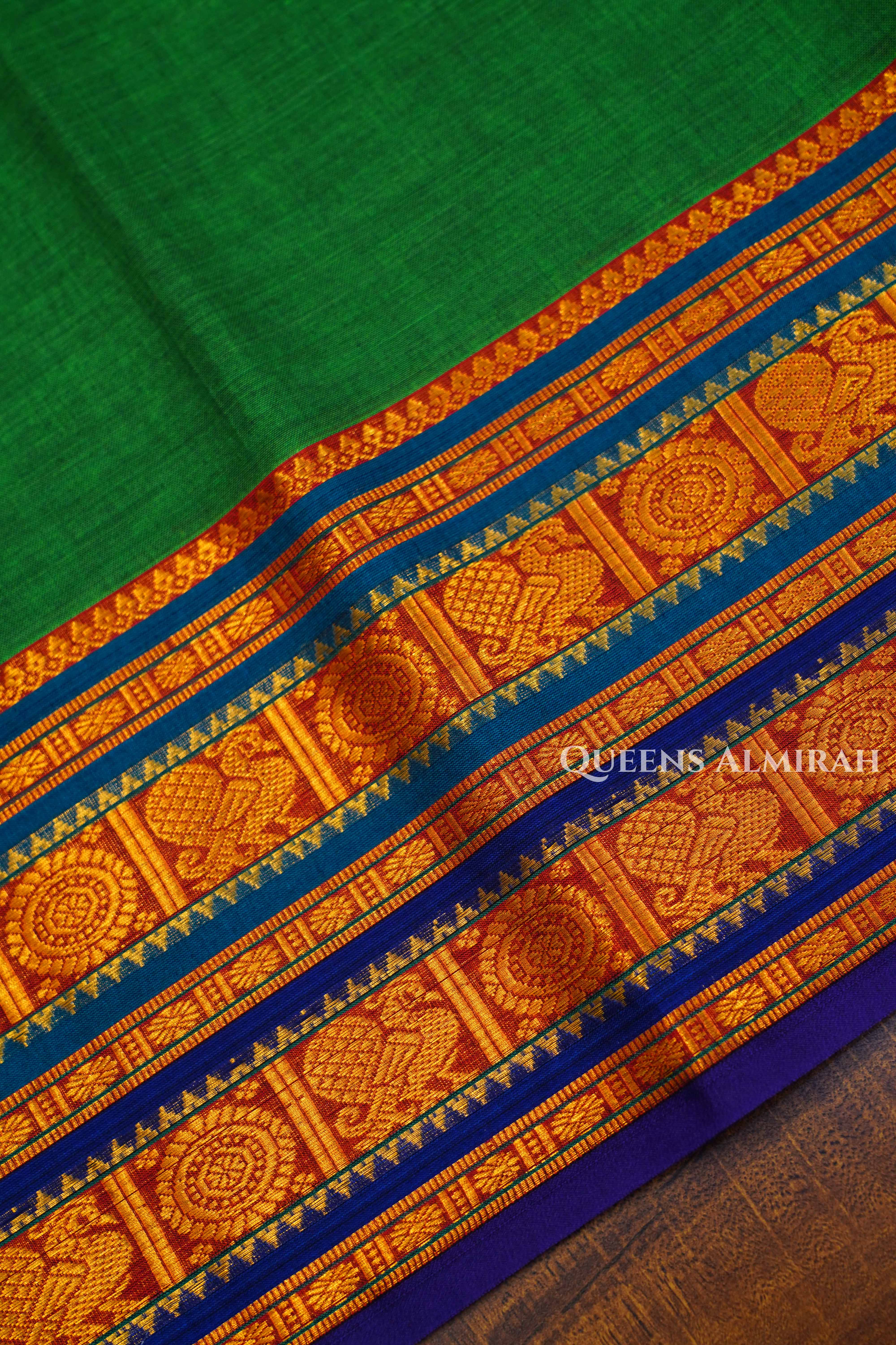 Leaf Green Narayanpet Cotton Saree